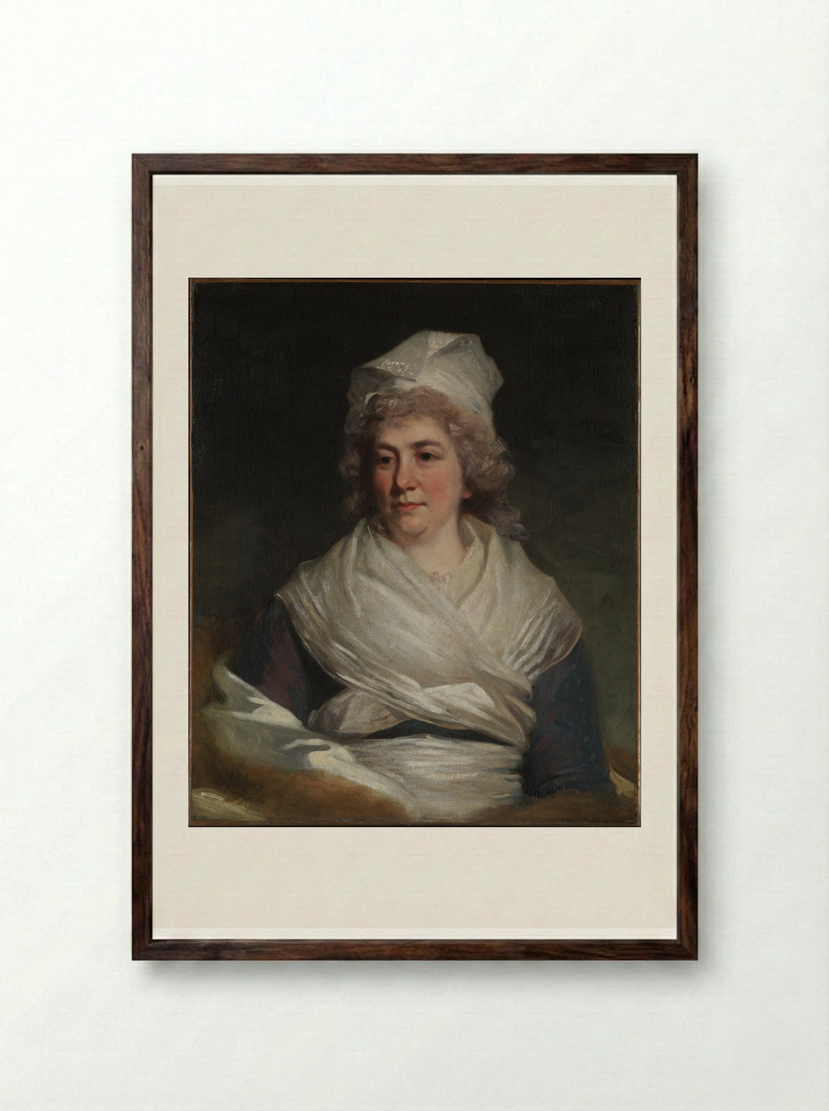 Mrs. Richard Bache (Sarah Franklin) - John Hoppner - Framed Print Dark Wood