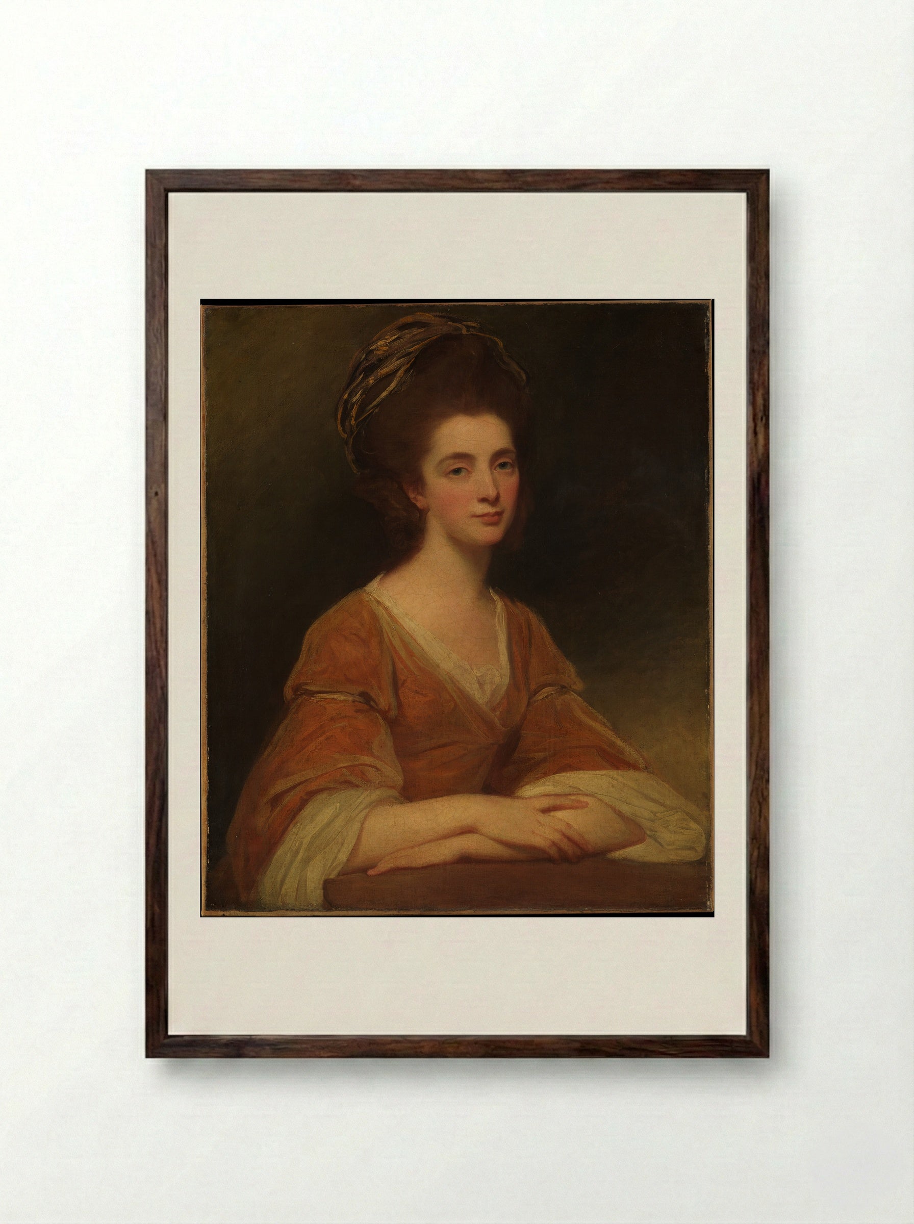 Mrs. Charles Frederick (Martha Rigden) - George Romney - Framed Print Dark Wood