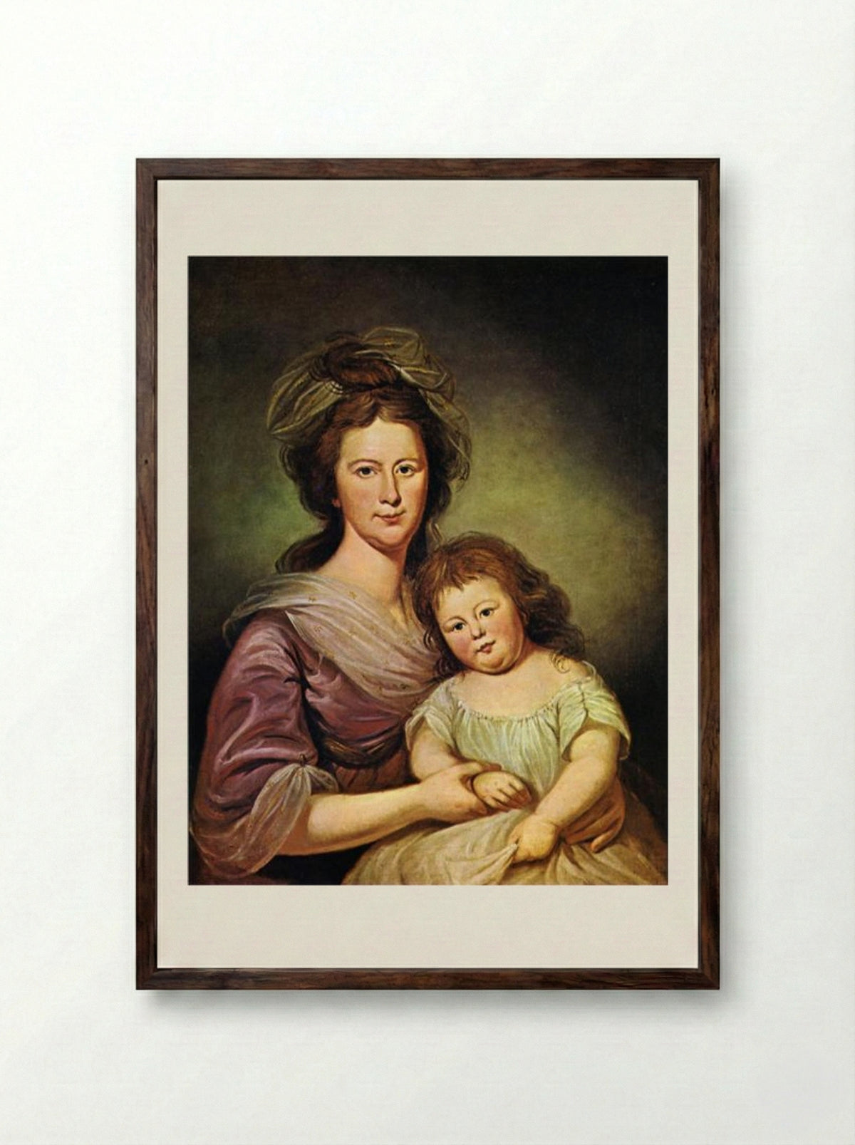 Mrs. Thomas Leiper and Her Daughter, Helen Hamilton Leiper - Charles Willson Peale - Framed Print Dark Wood