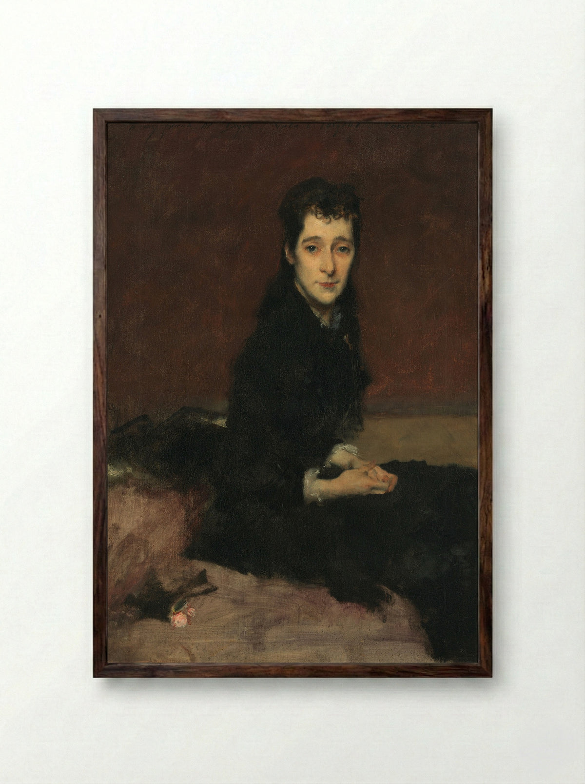 Mrs. Charles Gifford Dyer (Mary Anthony) - John Singer Sargent - Framed Print Dark Wood