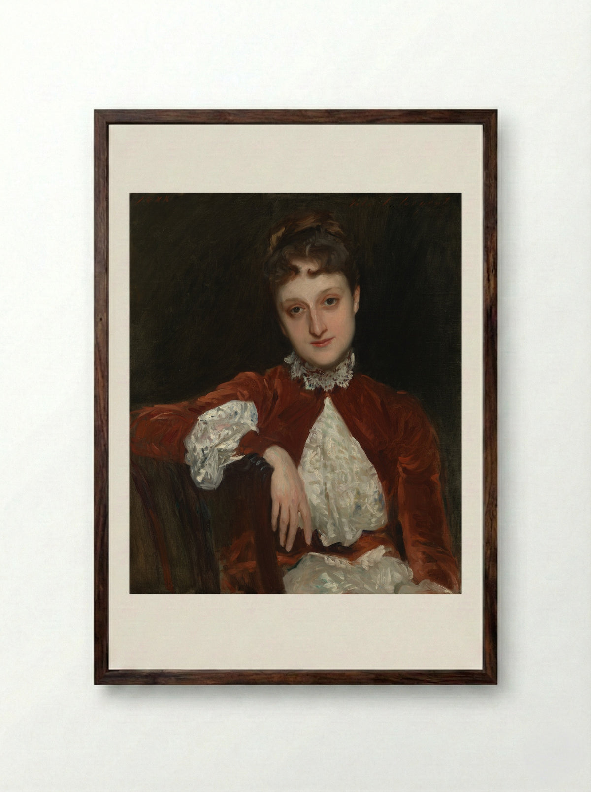 Mrs. Charles Deering (Marion Denison Whipple) - John Singer Sargent - Framed Print Dark Wood