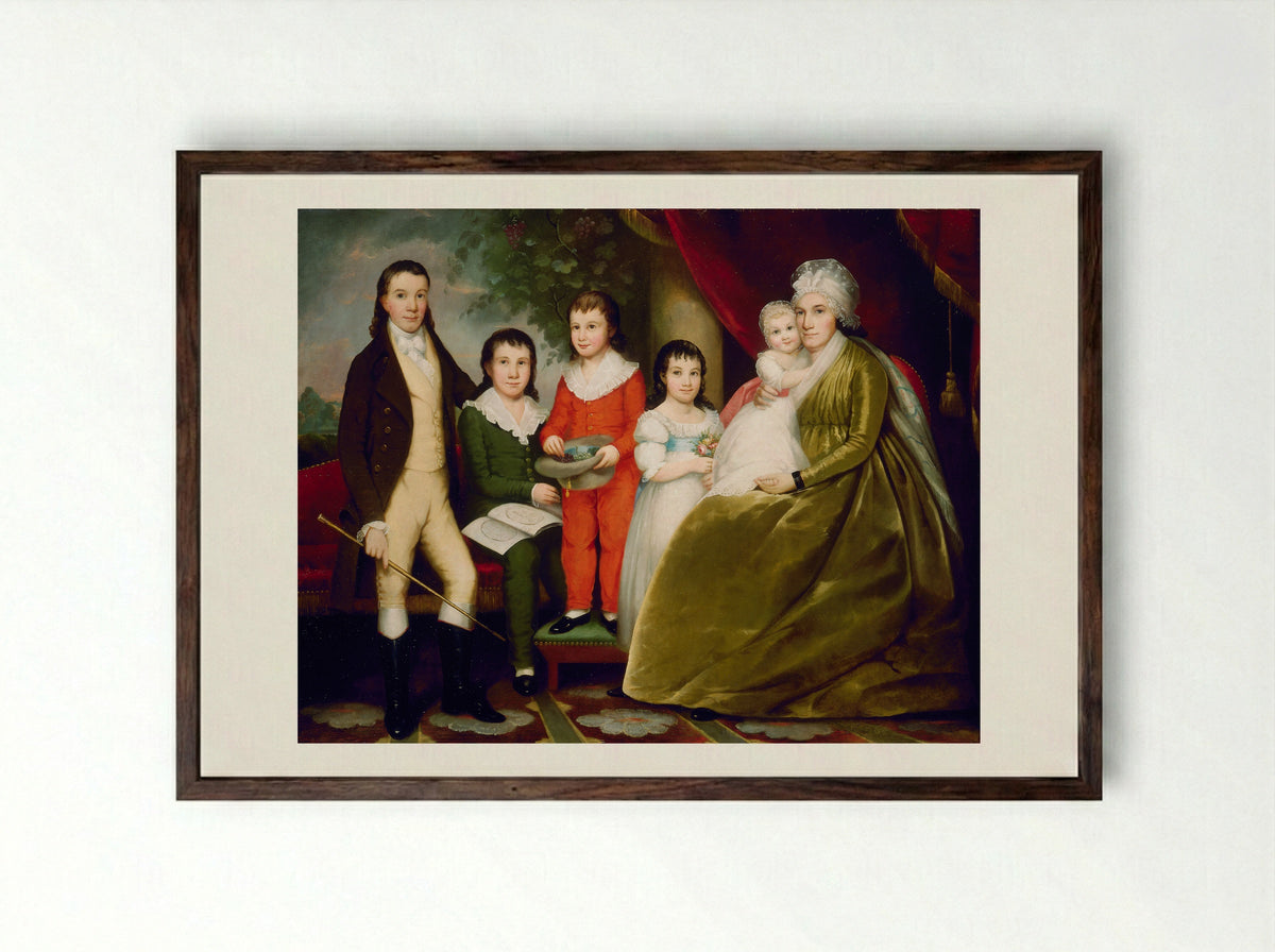 Mrs. Noah Smith and Family - Ezra Ames - Framed Print Dark Wood