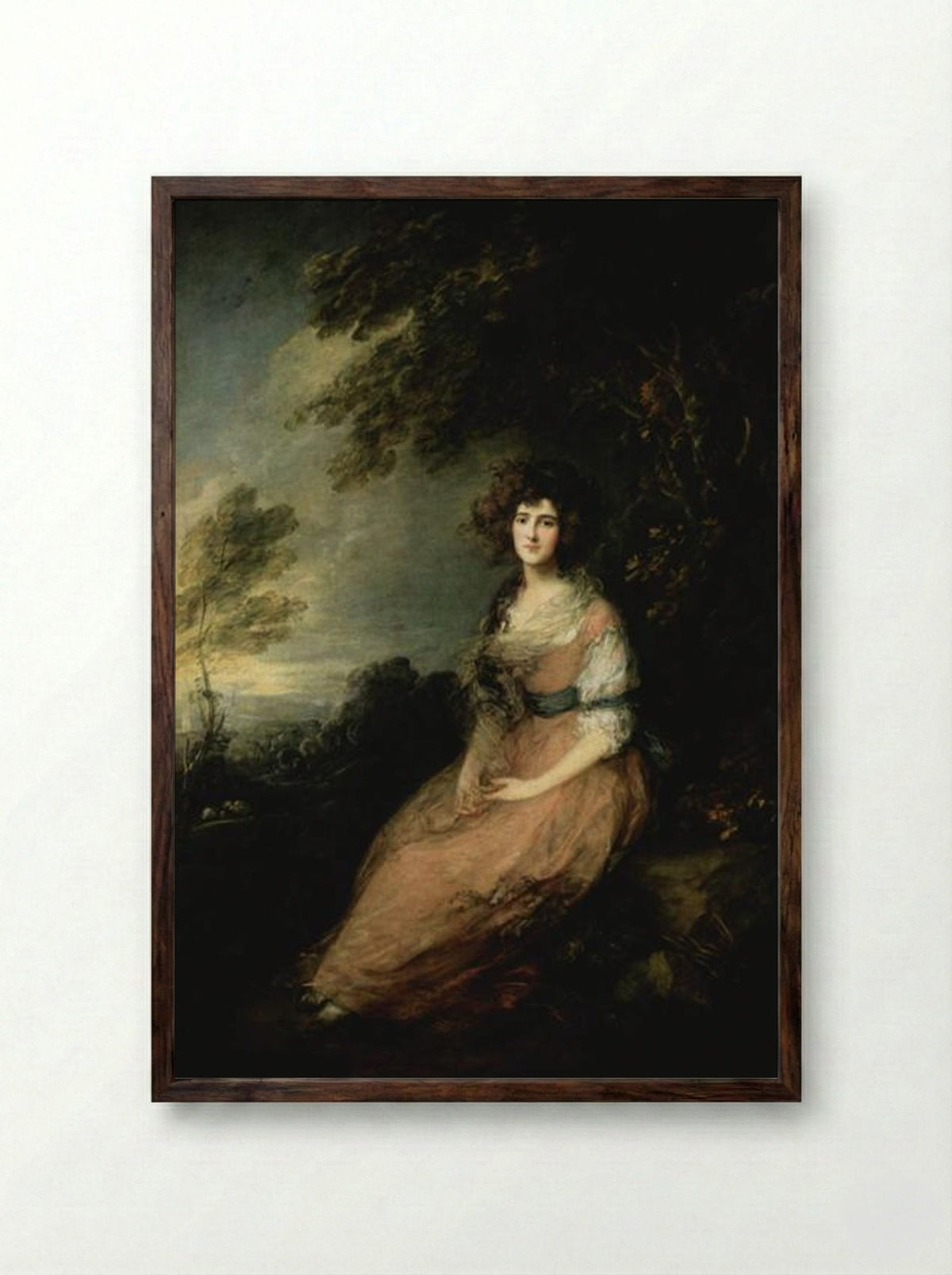 Mrs. Richard Brinsley Sheridan - Thomas Gainsborough - Framed Print Dark Wood