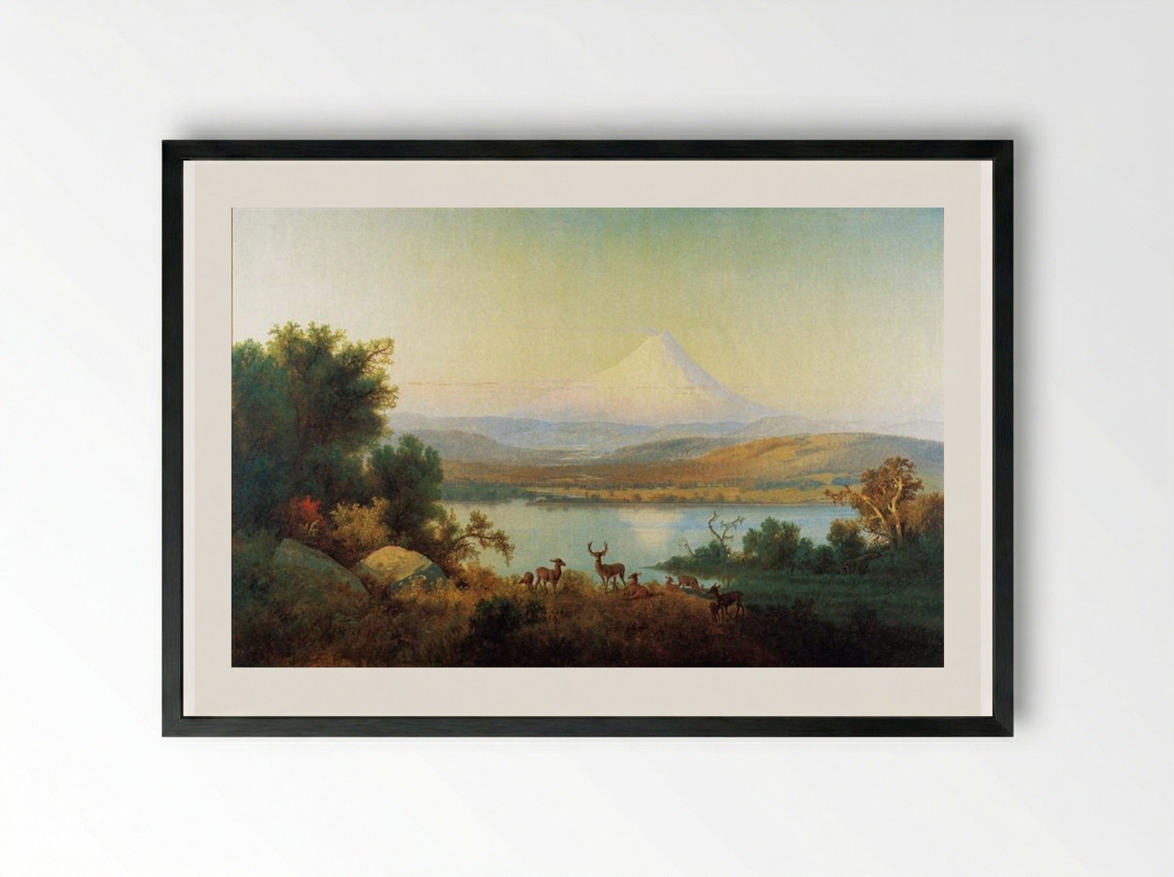 Mt. Hood Erupting - Thomas Hill - Framed Print Black