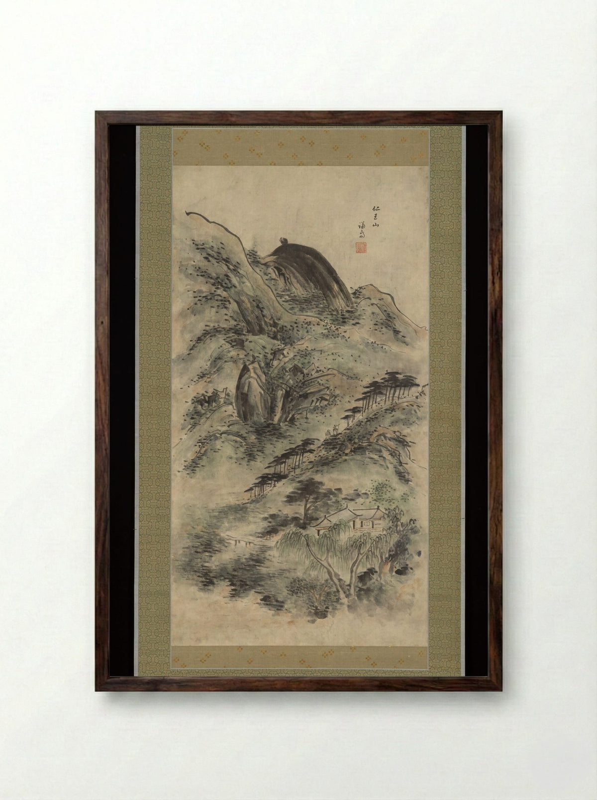 Mt. Inwang (Inwangsan) - Jeong Seon - Framed Print Dark Wood