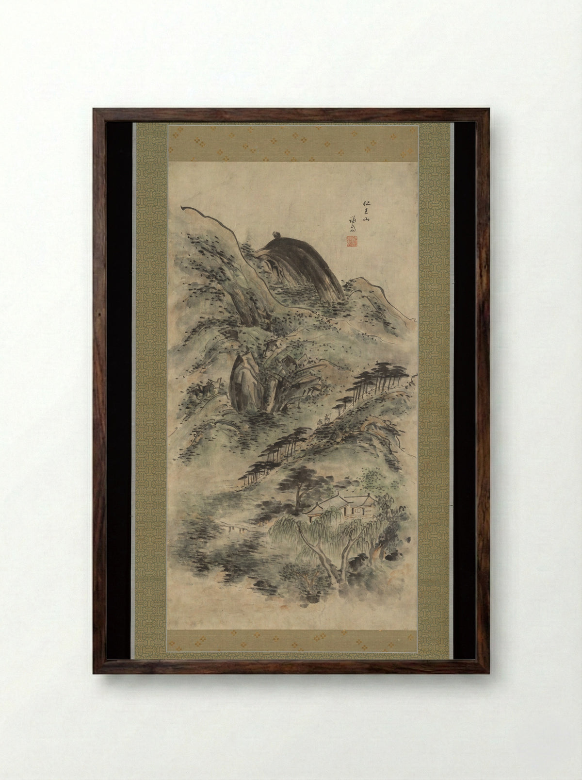 Mt. Inwang (Inwangsan) - Jeong Seon - Framed Print Dark Wood