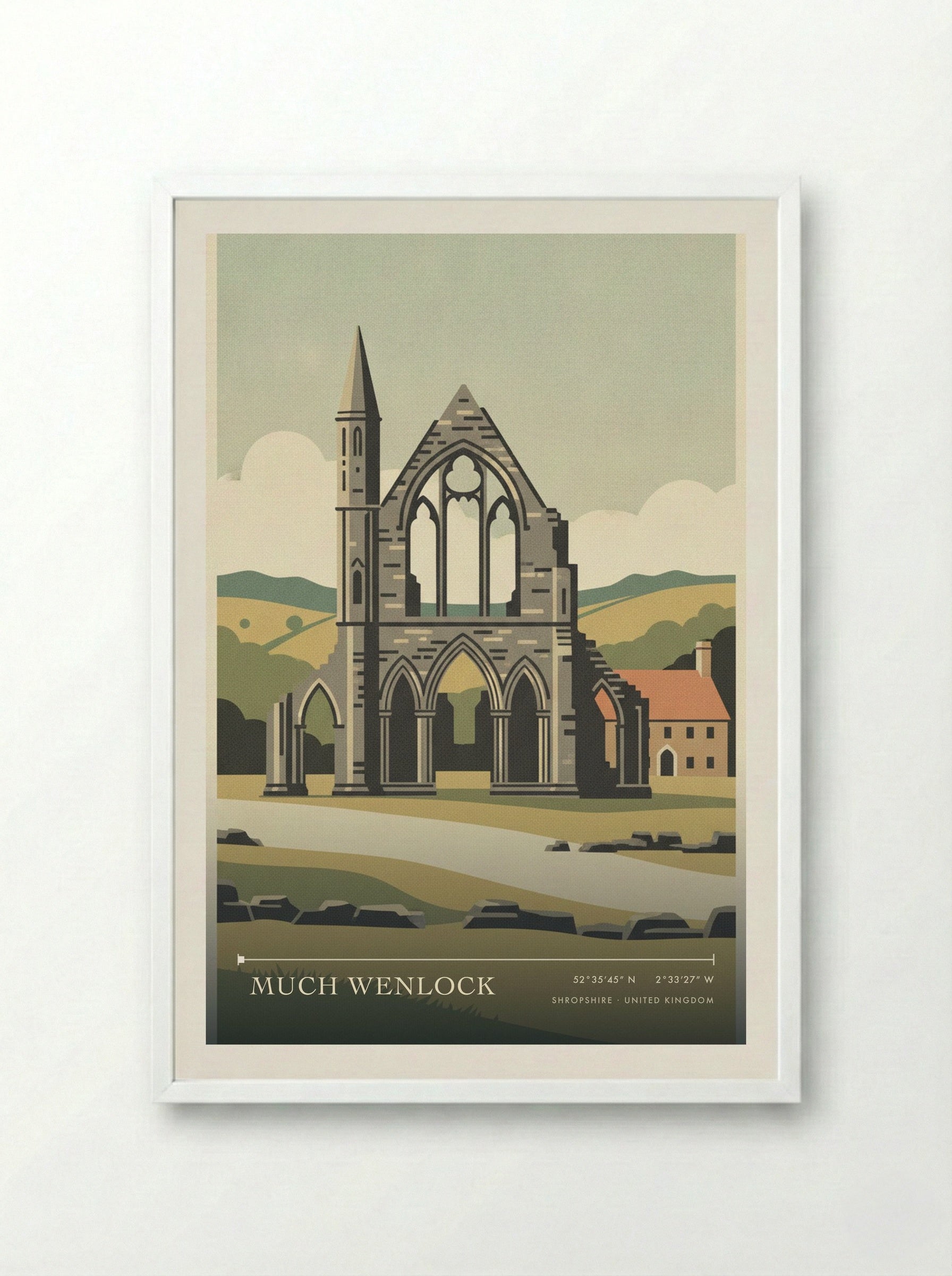 Much Wenlock Shropshire United Kingdom Travel Poster - Framed Print White