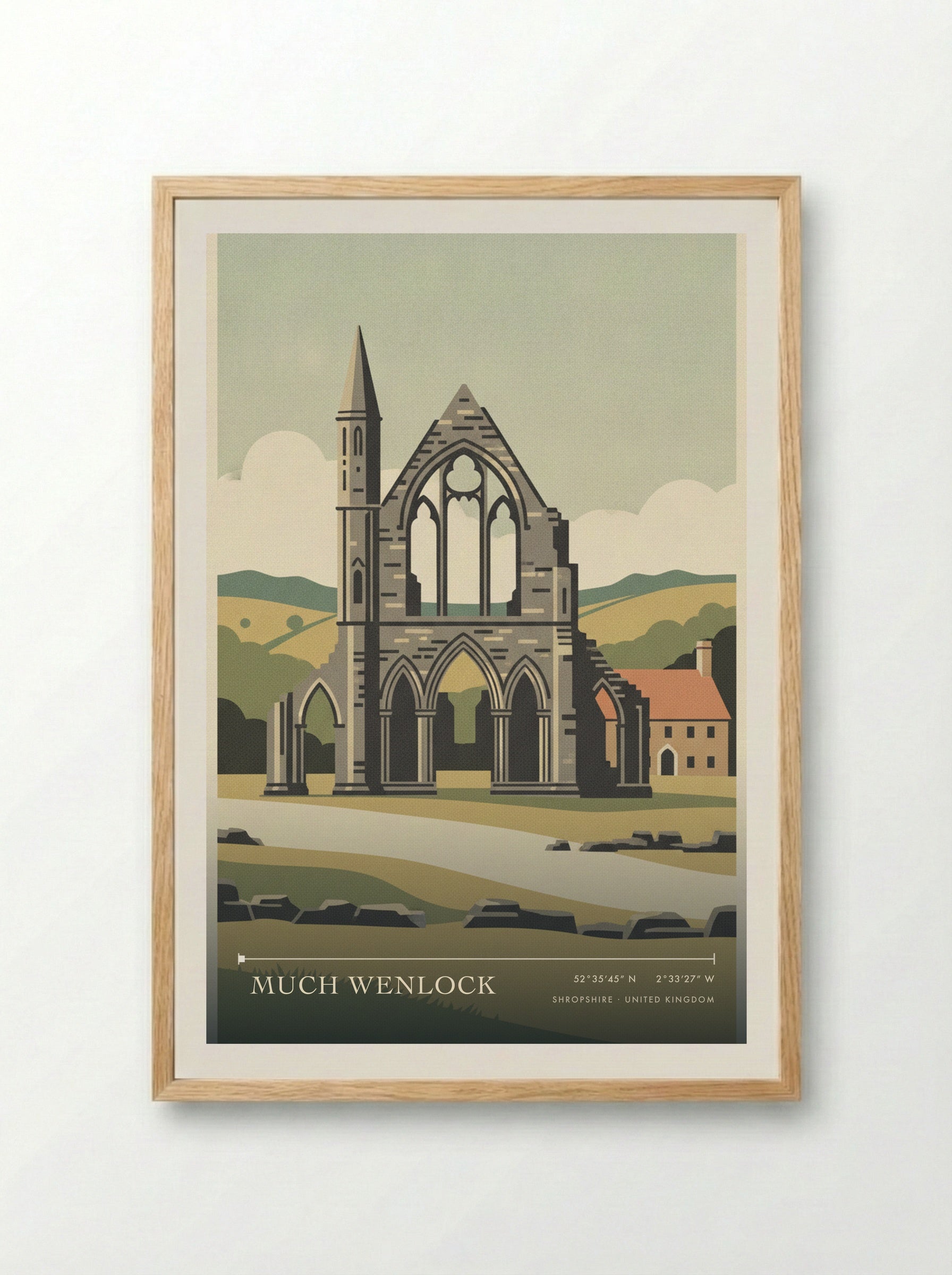 Much Wenlock Shropshire United Kingdom Travel Poster - Framed Print Wood