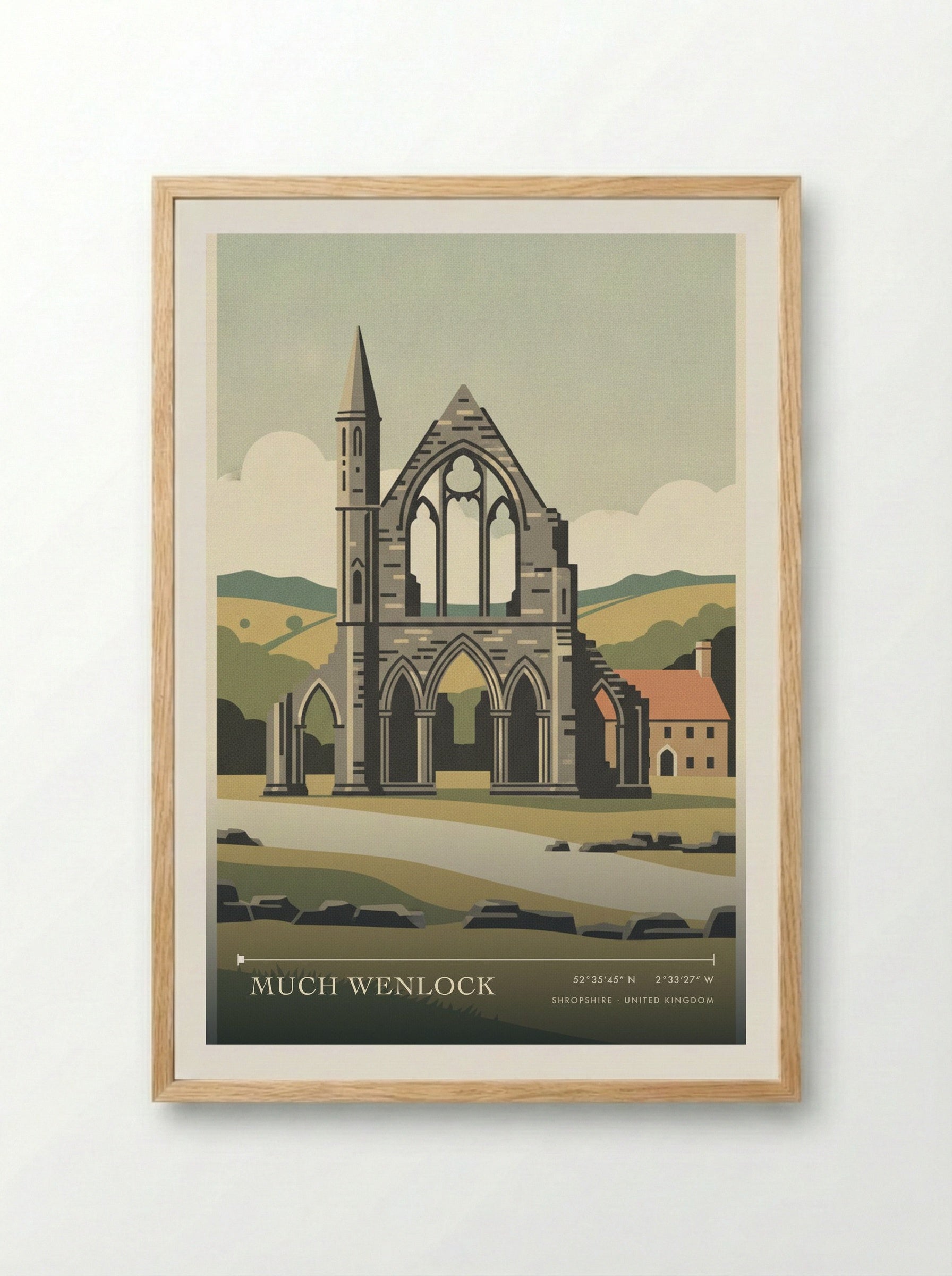 Much Wenlock Shropshire United Kingdom Travel Poster - Framed Print Wood