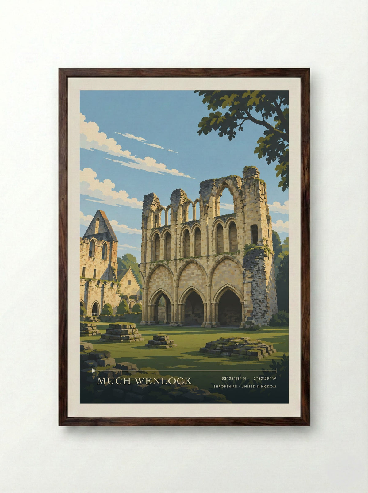 Much Wenlock, Shropshire | Travel Poster - Framed Print Dark Wood