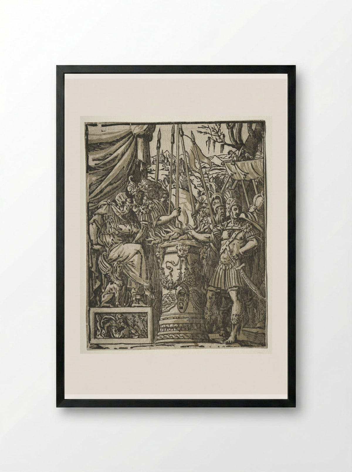 Mucius Scaevola - Andrea Andreani - Framed Print Black