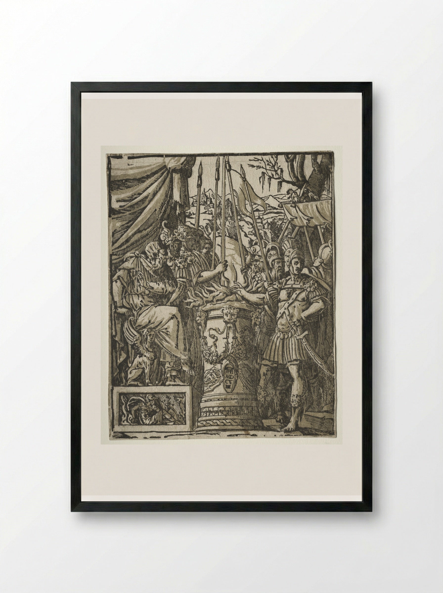 Mucius Scaevola - Andrea Andreani - Framed Print Black