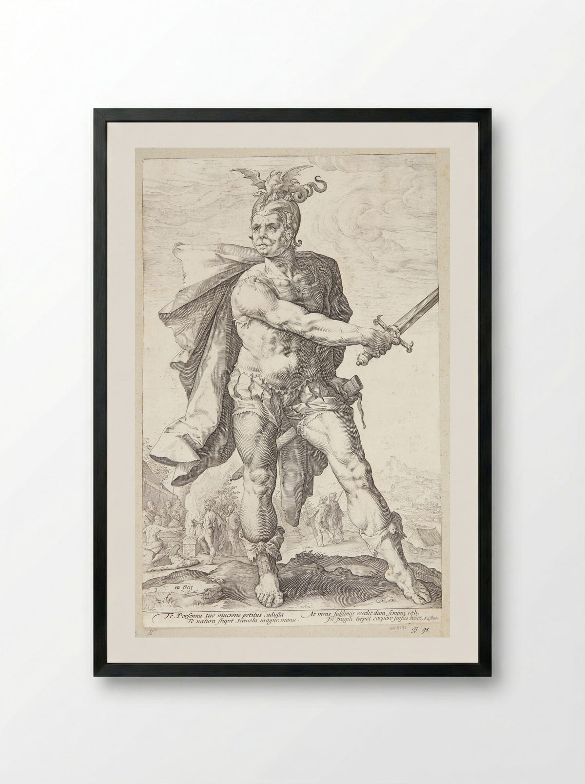 Mucius Scaevola - Hendrick Goltzius - Framed Print Black