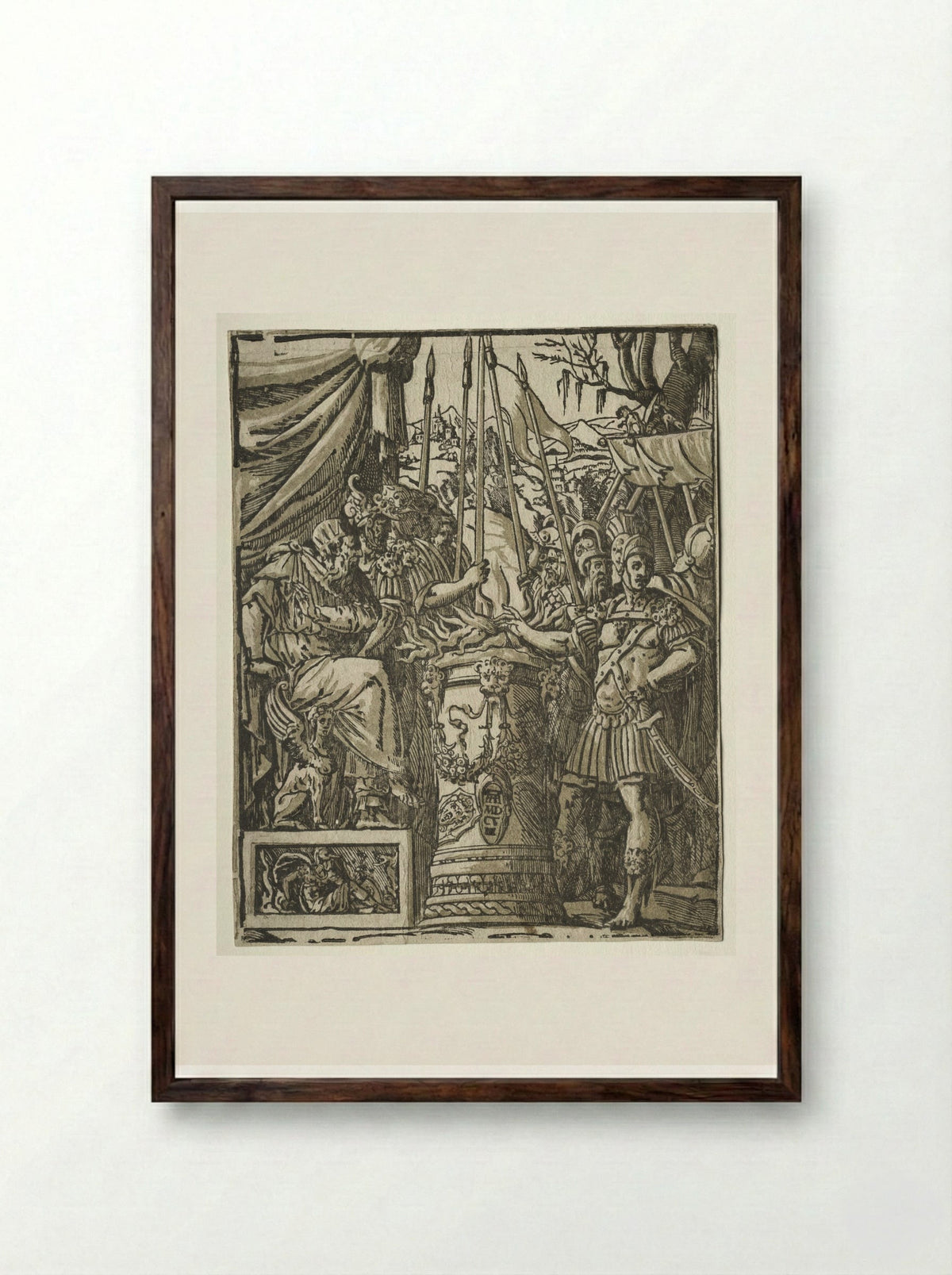 Mucius Scaevola - Andrea Andreani - Framed Print Dark Wood