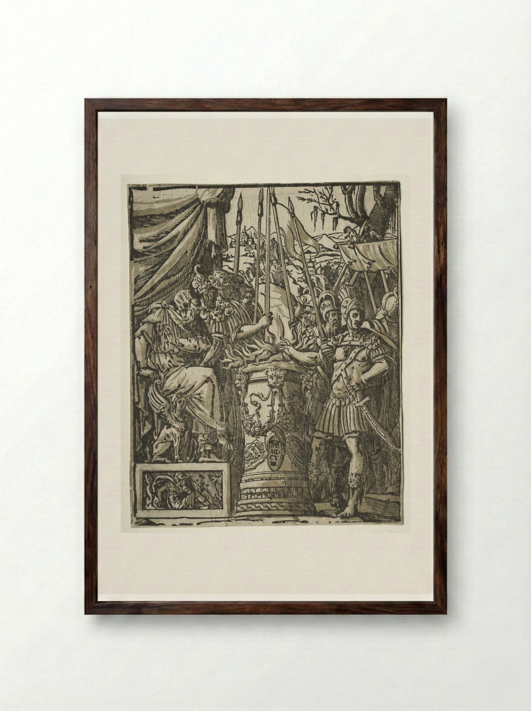 Mucius Scaevola - Andrea Andreani - Framed Print Dark Wood