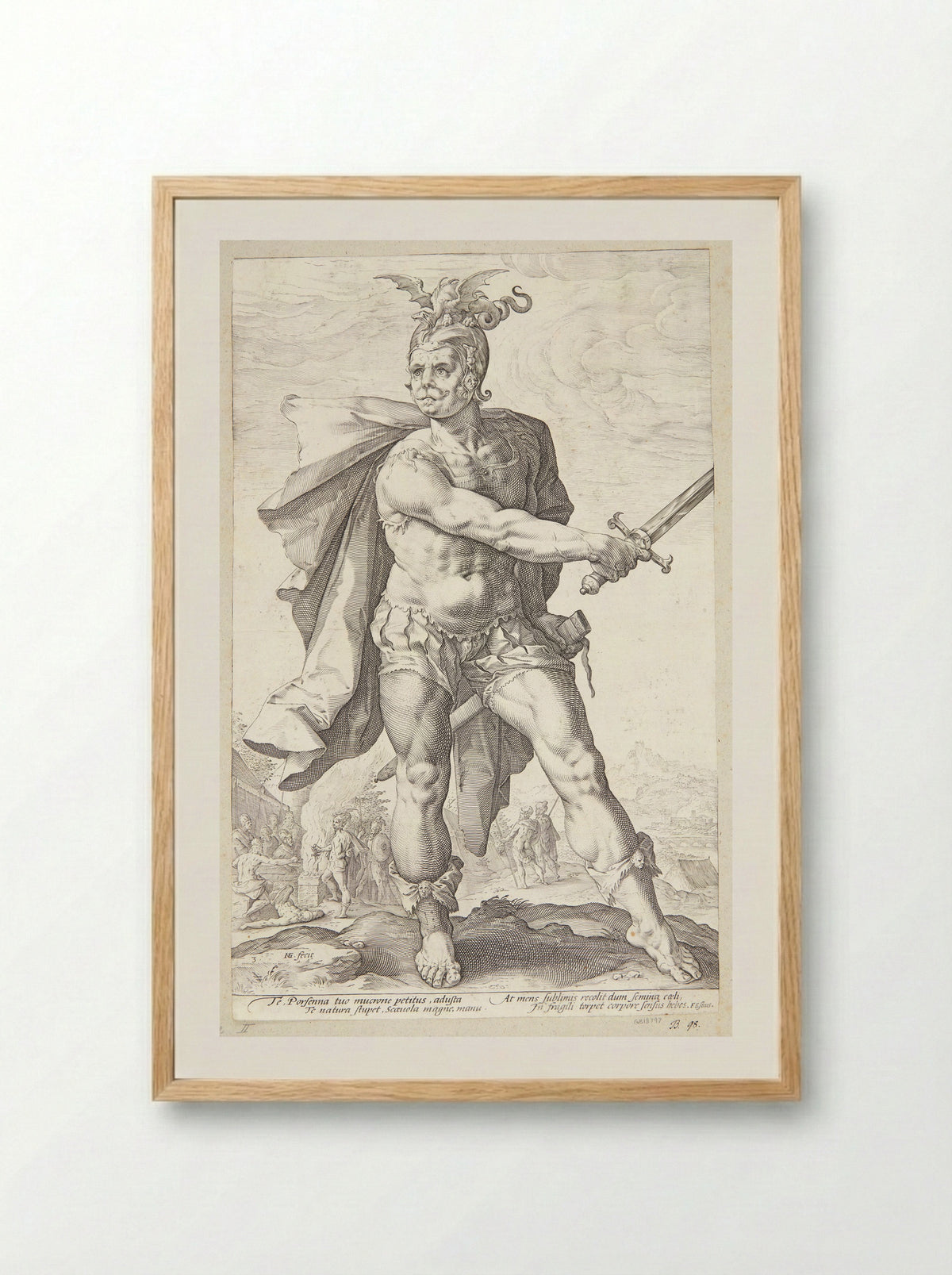 Mucius Scaevola - Hendrick Goltzius - Framed Print Wood