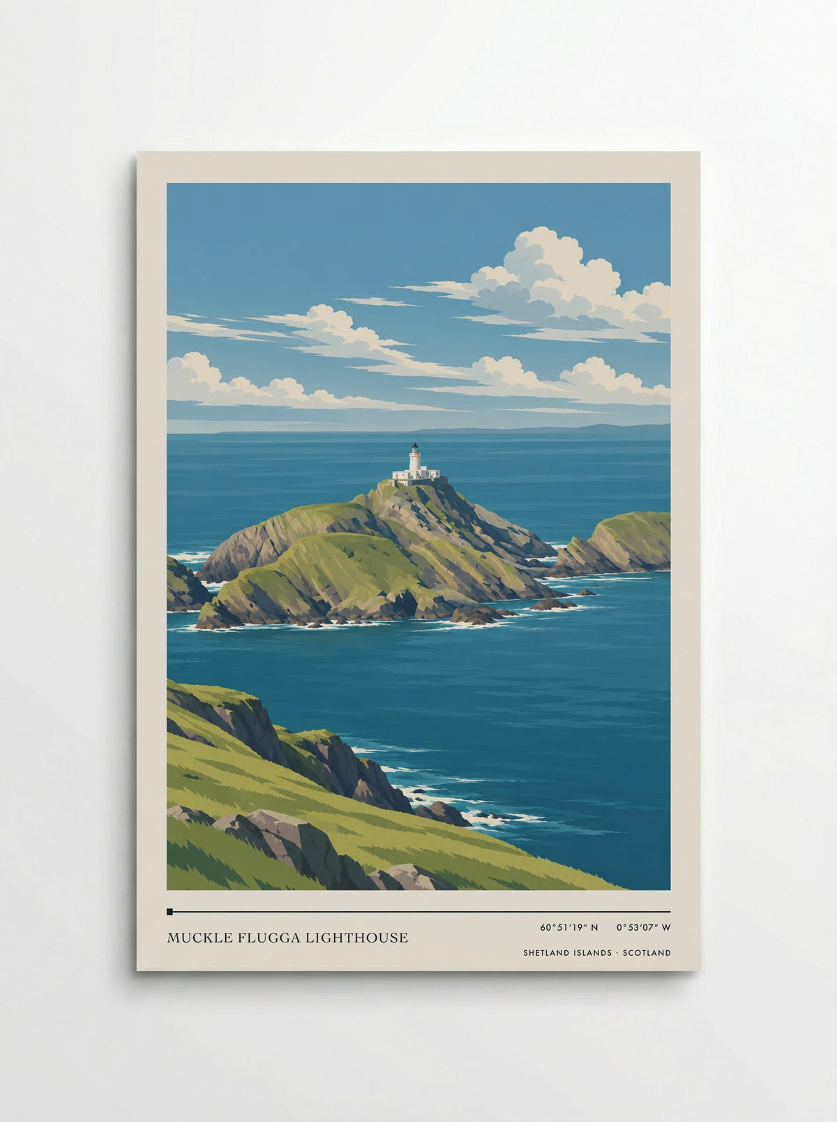 Muckle Flugga Lighthouse, Shetland Islands | Travel Poster - Poster