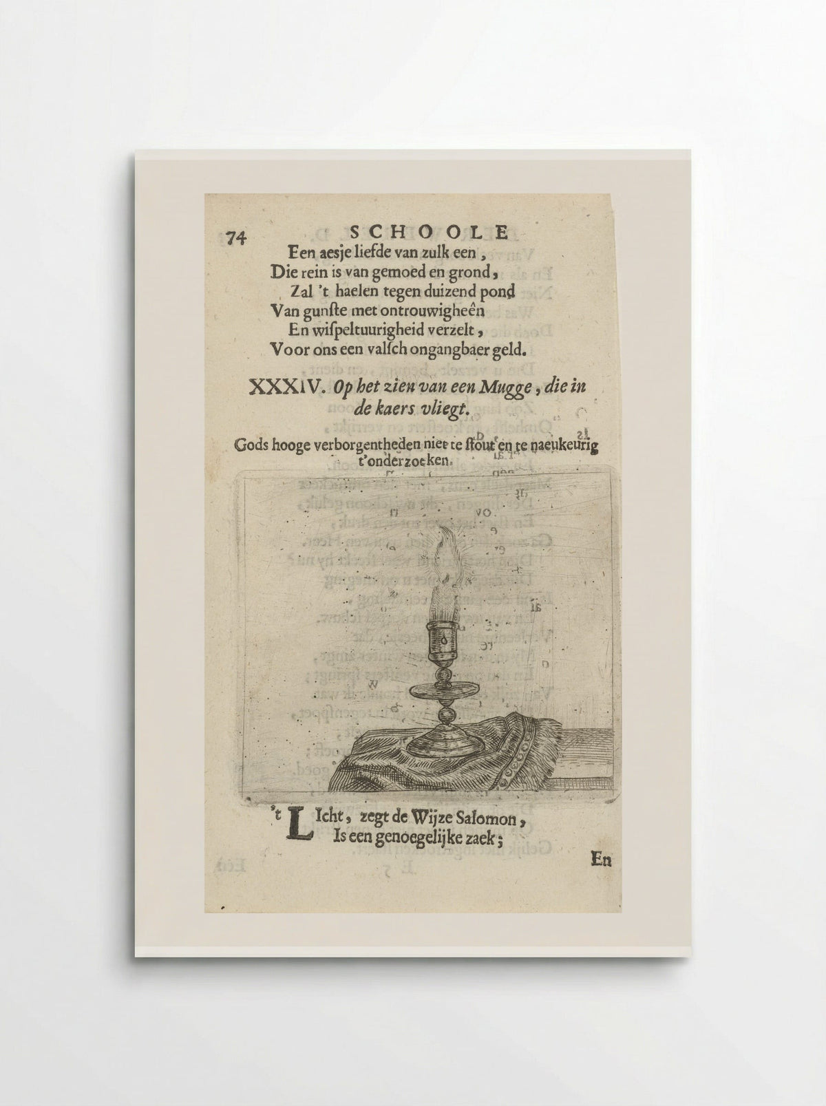 Muggen rond een kaars - Arnold Houbraken - Poster