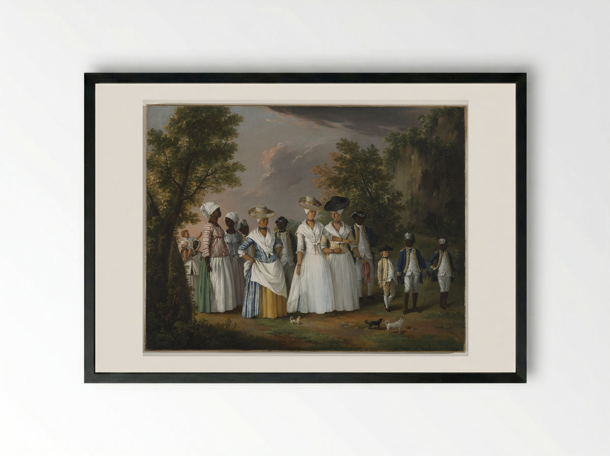 Mulatresses and Negro Woman Bathing - Agostino Brunias - Framed Print Black