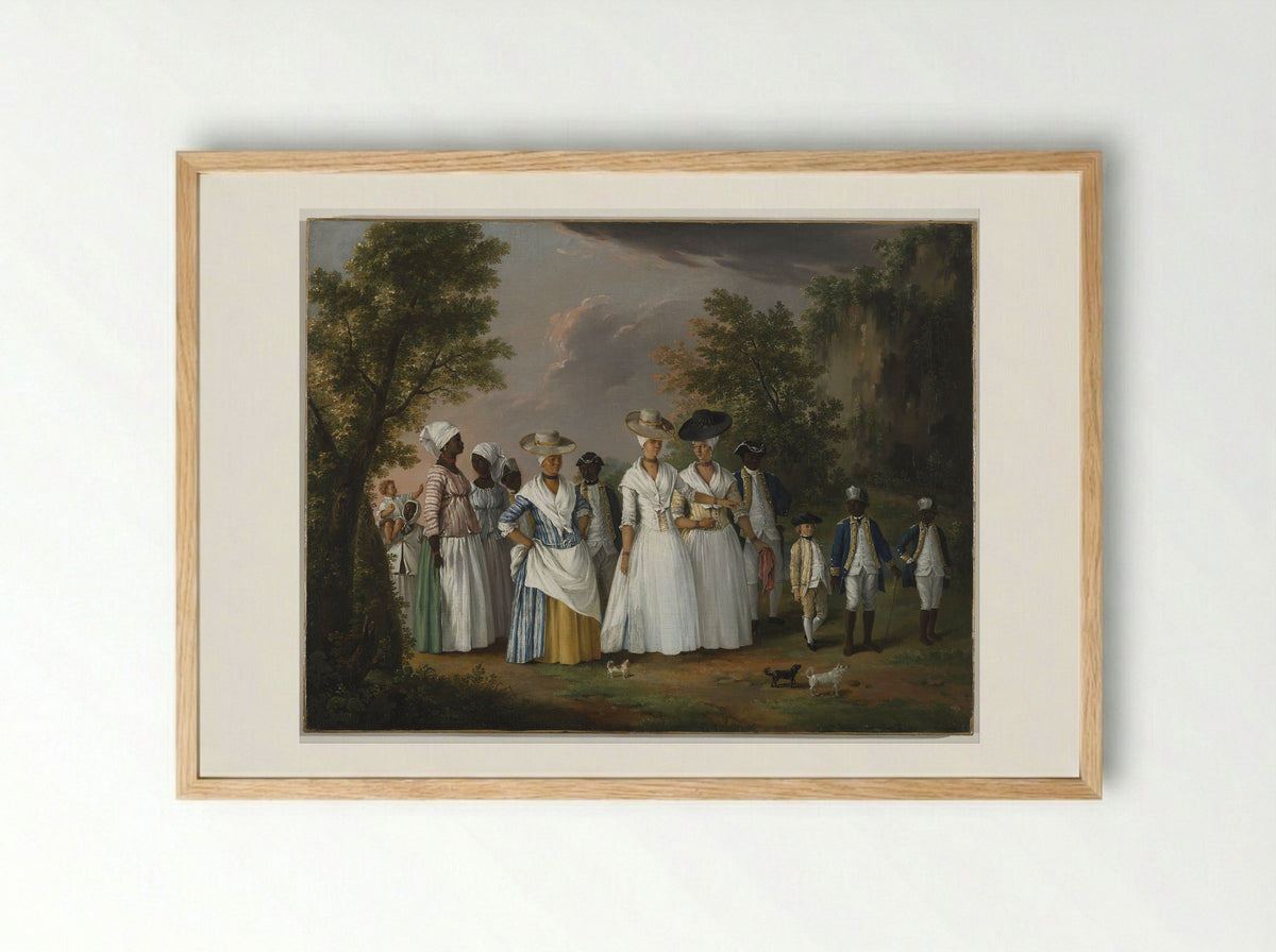 Mulatresses and Negro Woman Bathing - Agostino Brunias - Framed Print Wood