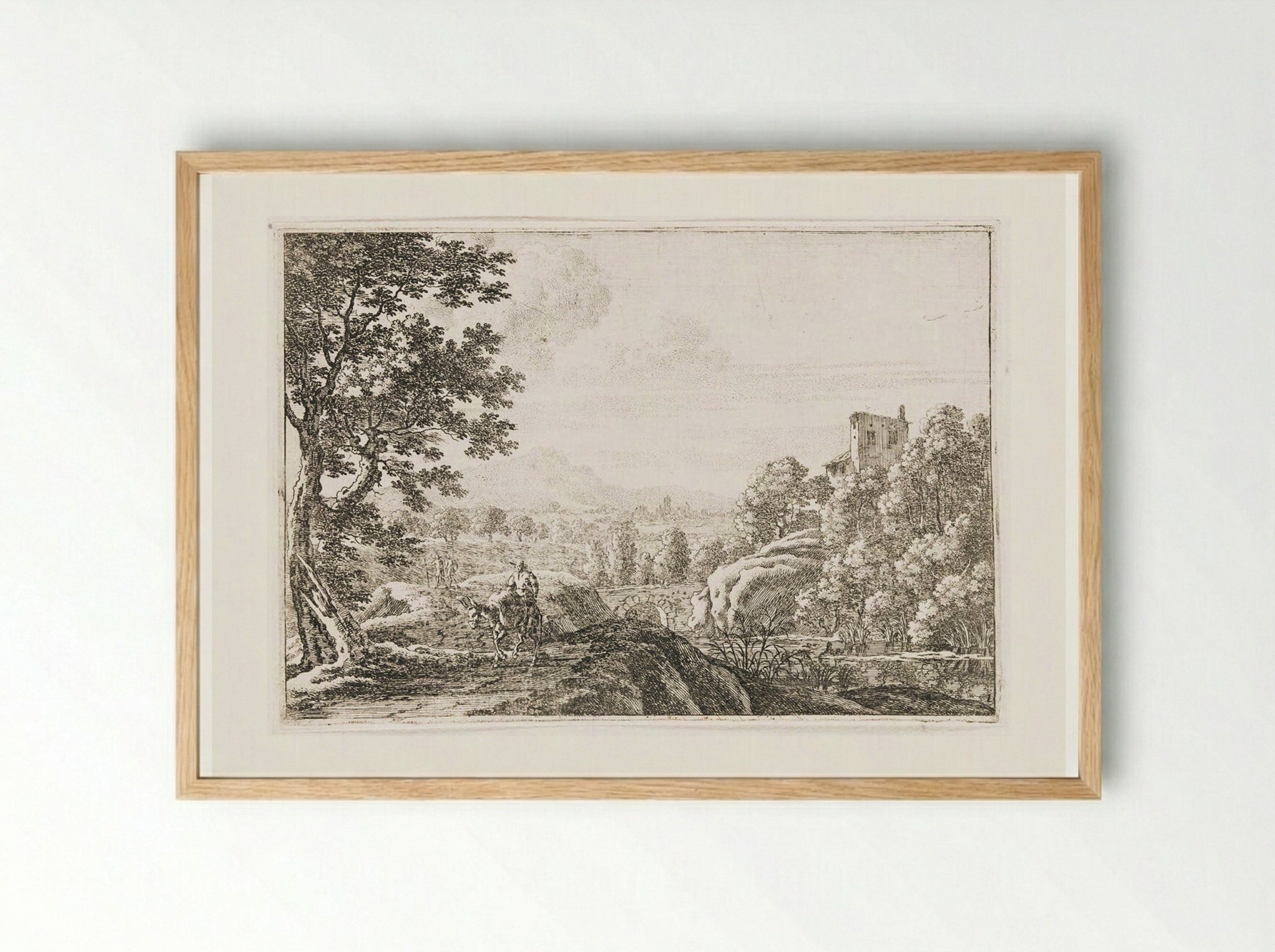 Mule Driver on a Path - Herman van Swanevelt - Framed Print Wood