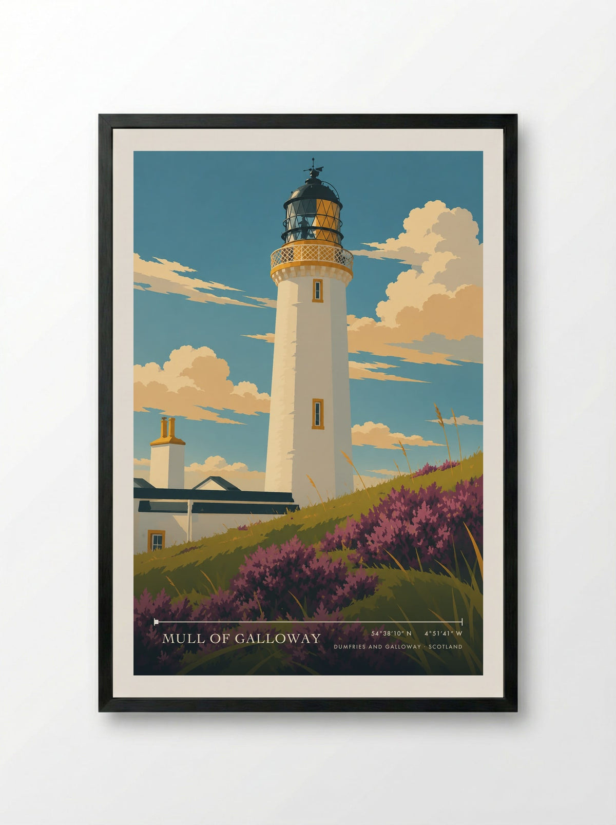 Mull of Galloway, Dumfries and Galloway | Travel Poster - Framed Print Black