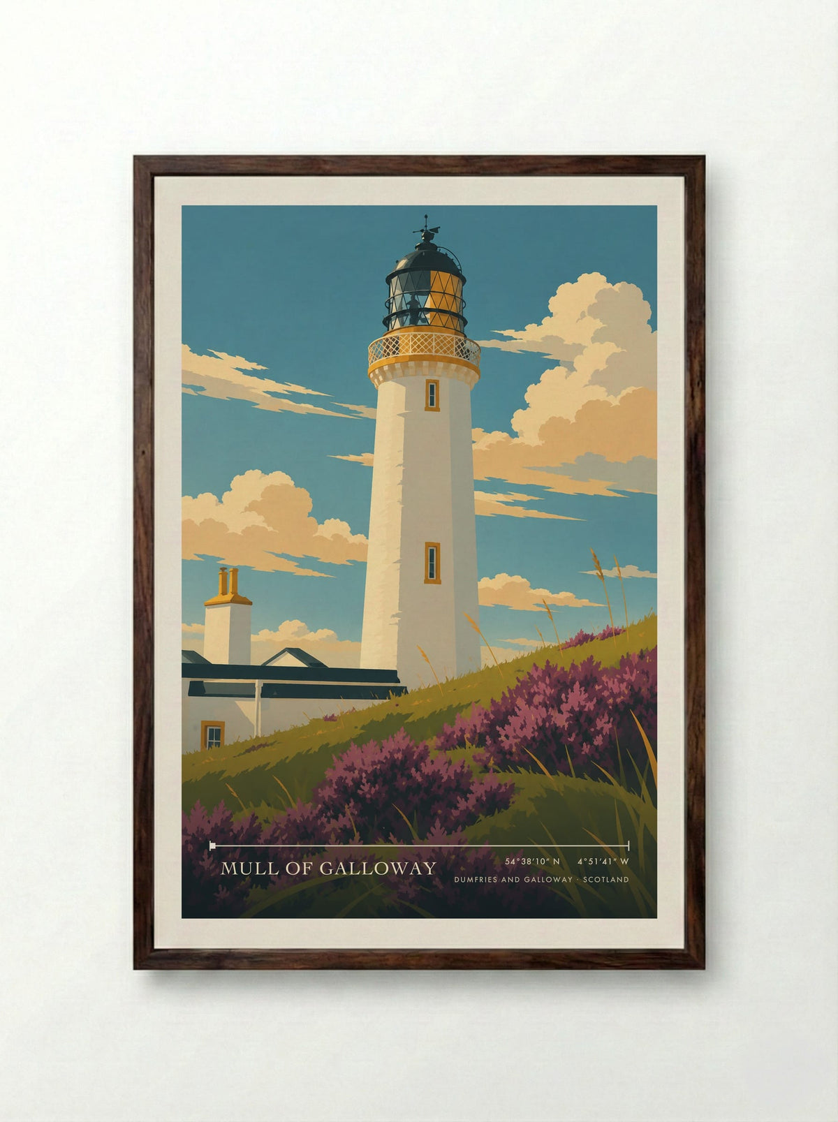 Mull of Galloway, Dumfries and Galloway | Travel Poster - Framed Print Dark Wood