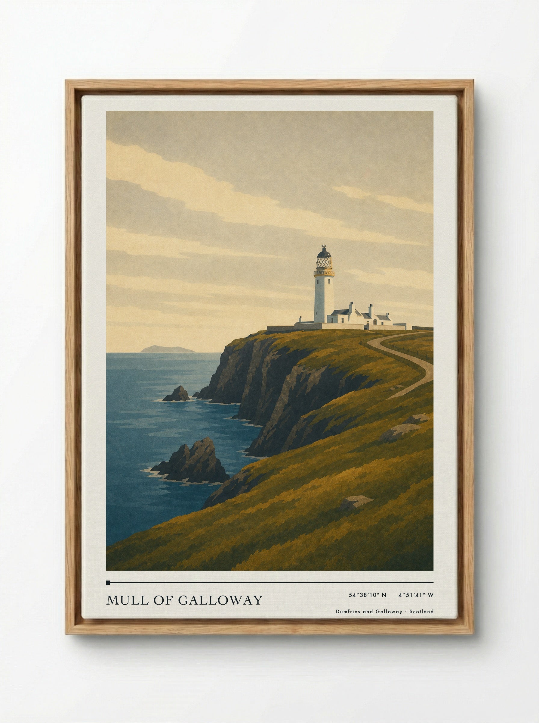 Mull of Galloway Travel Poster - Framed Canvas Wood