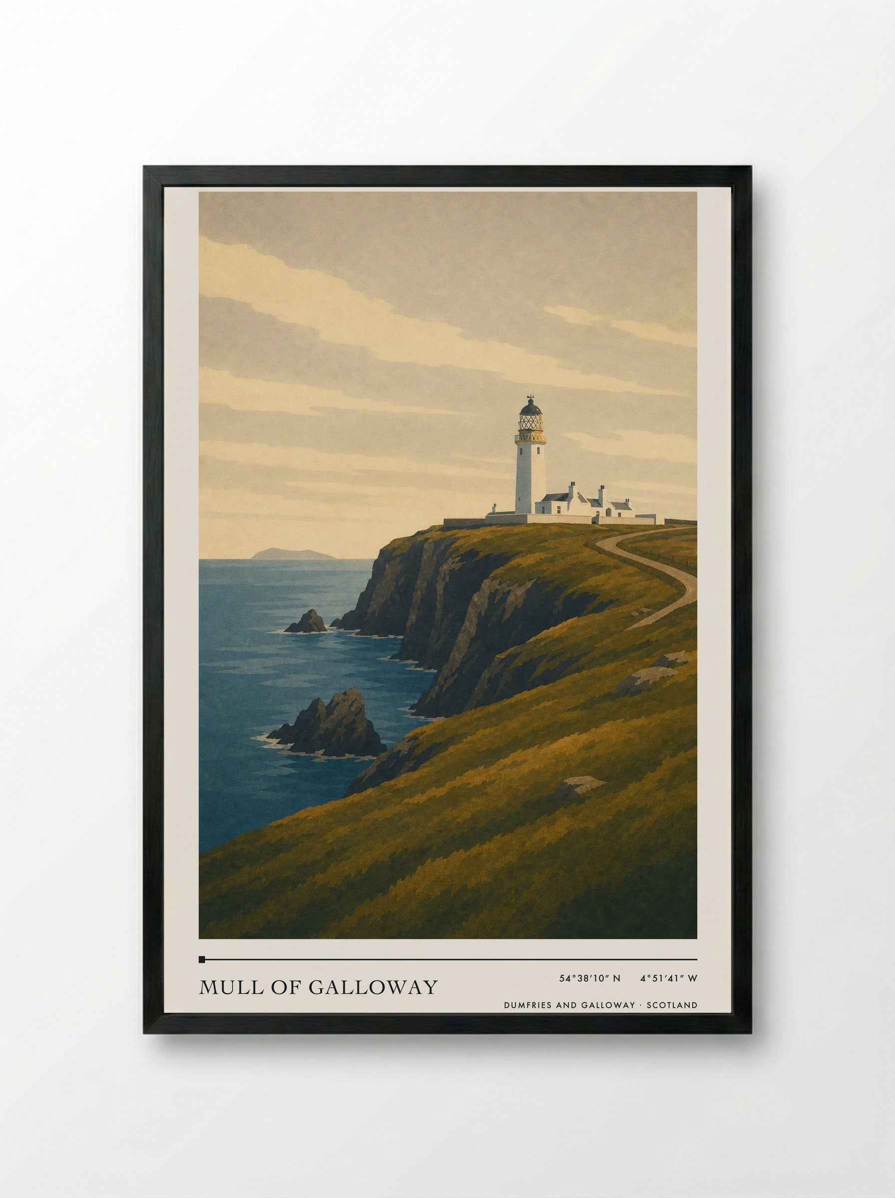 Mull of Galloway Travel Poster - Framed Print Black
