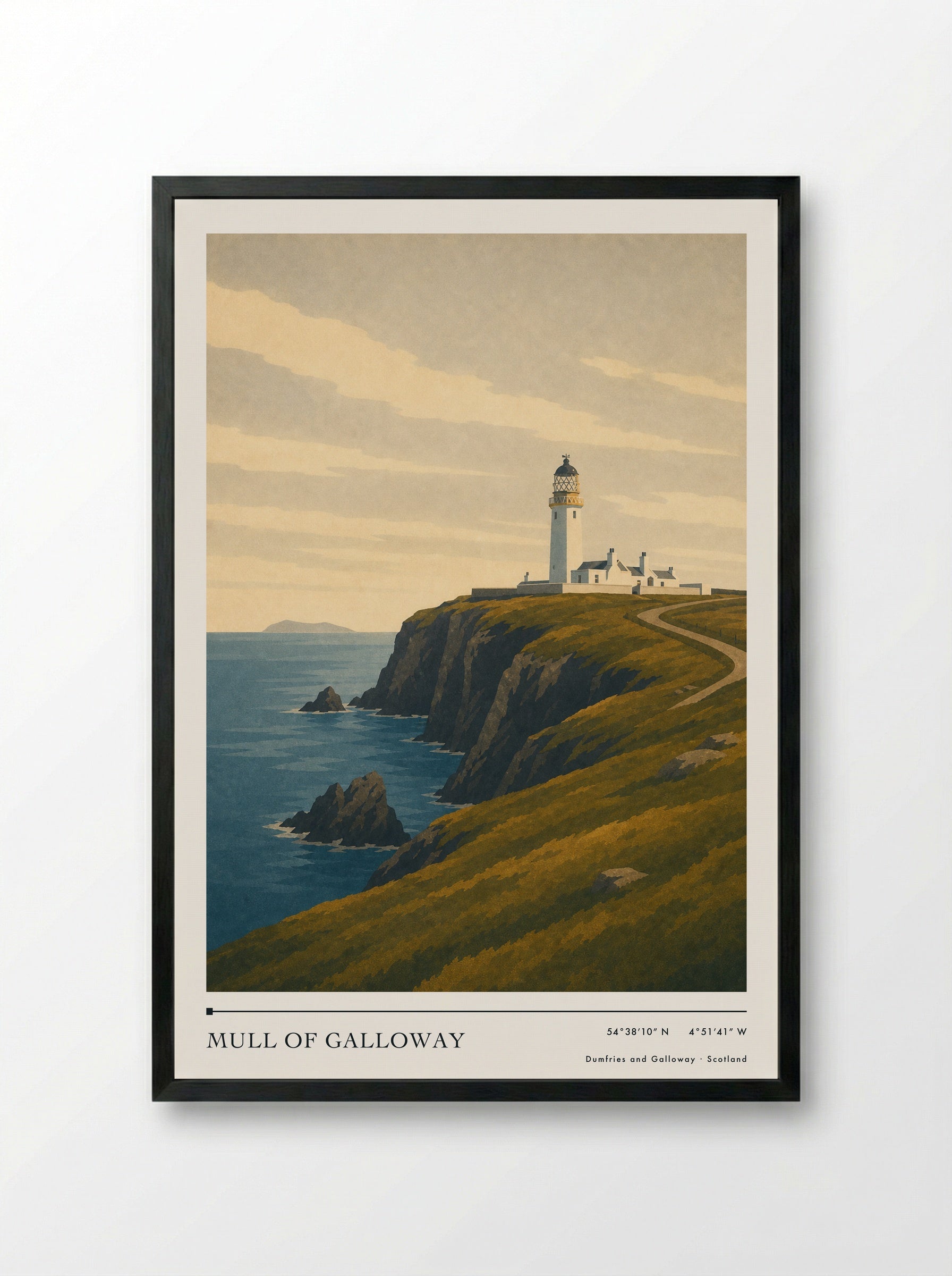 Mull of Galloway Travel Poster - Framed Print Black