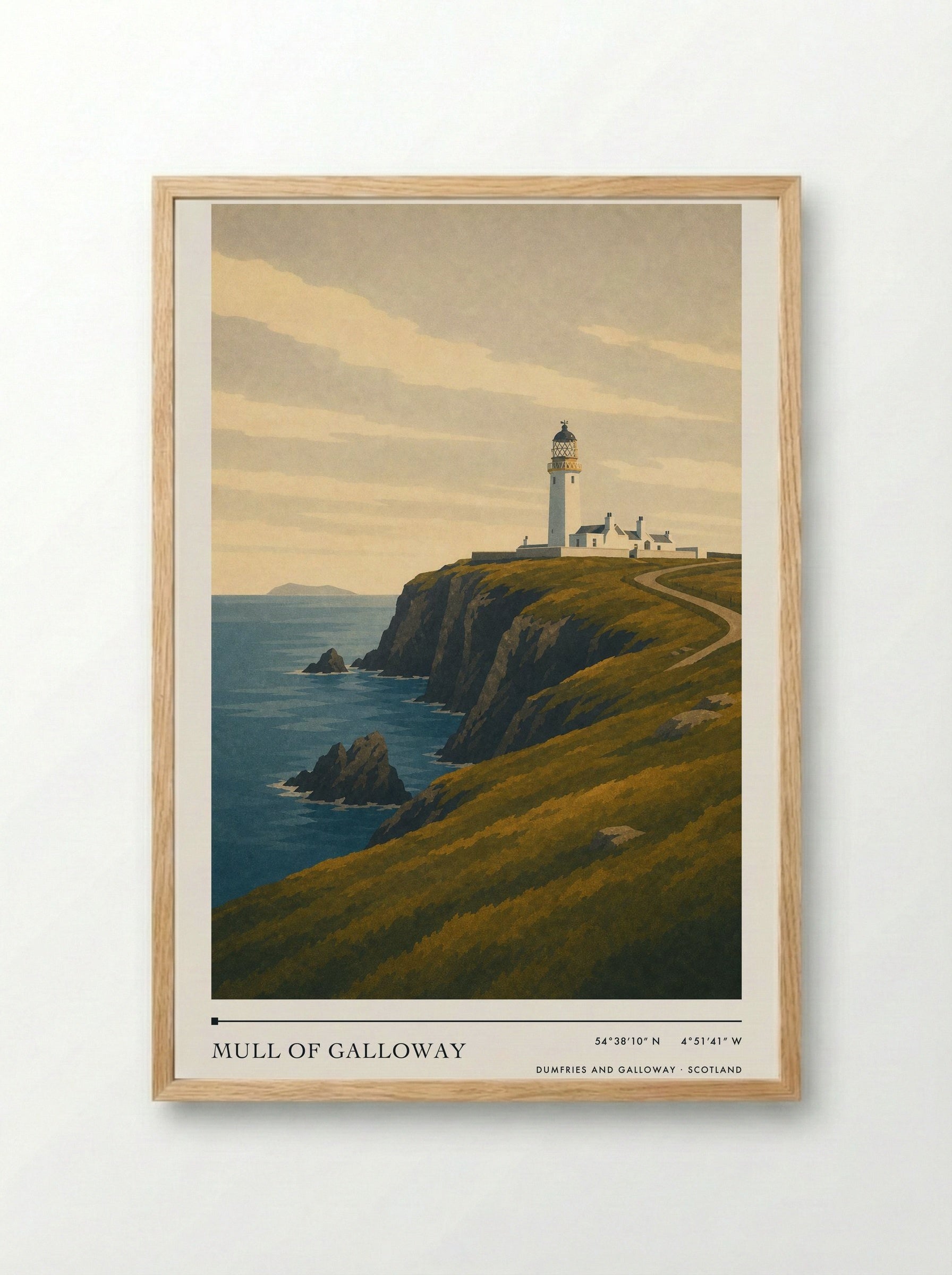 Mull of Galloway Travel Poster - Framed Print Wood
