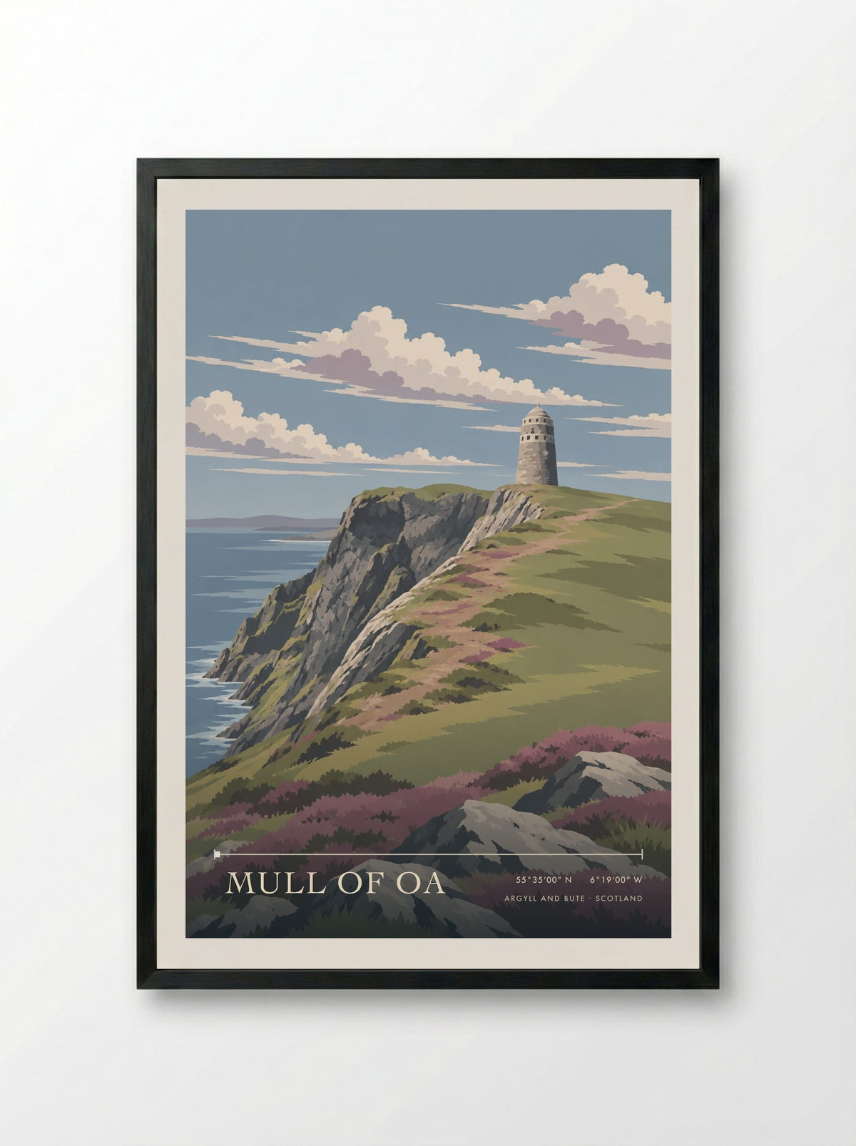 Mull of Oa, Argyll and Bute | Travel Poster - Framed Print Black