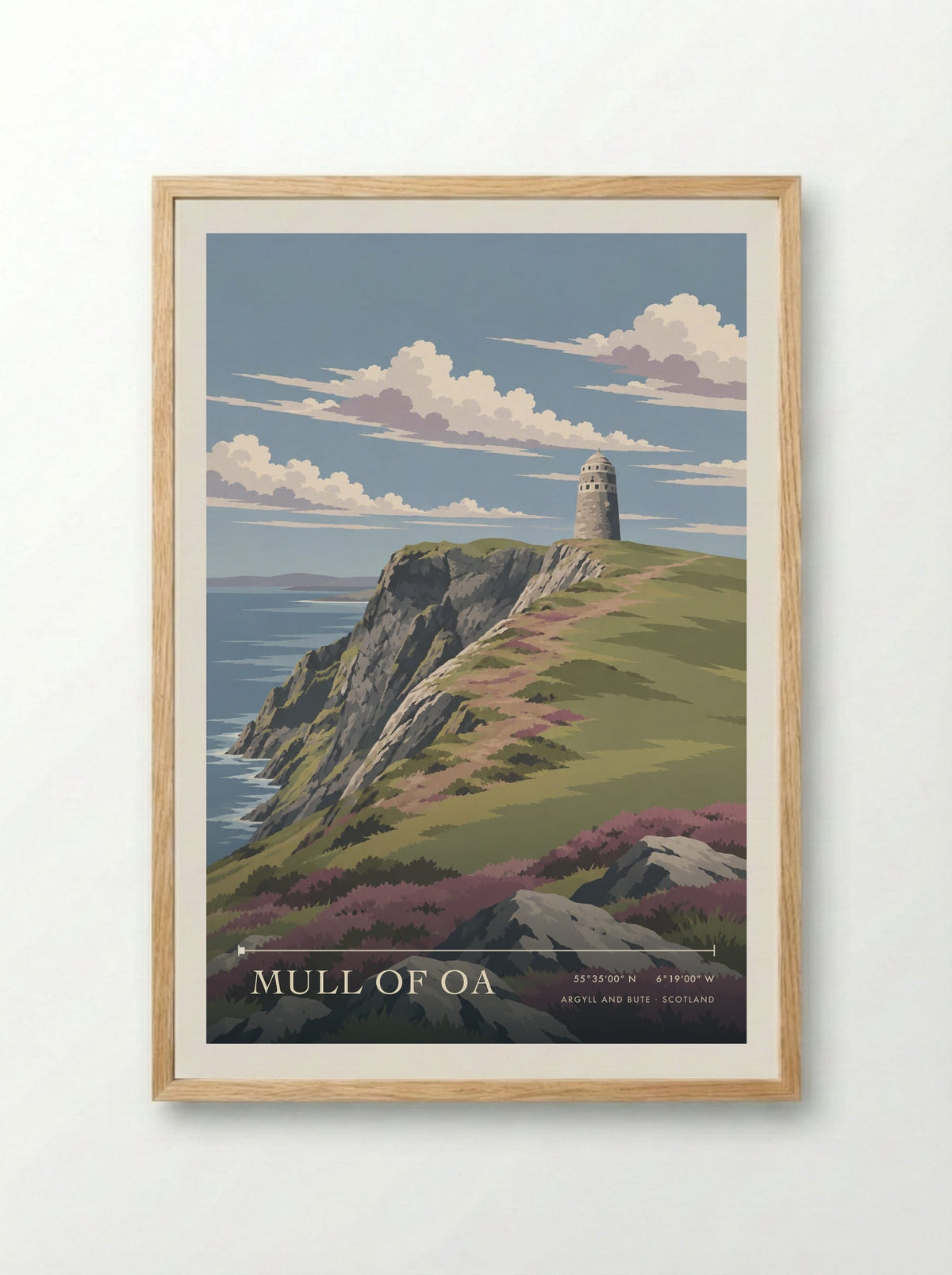 Mull of Oa, Argyll and Bute | Travel Poster - Framed Print Wood