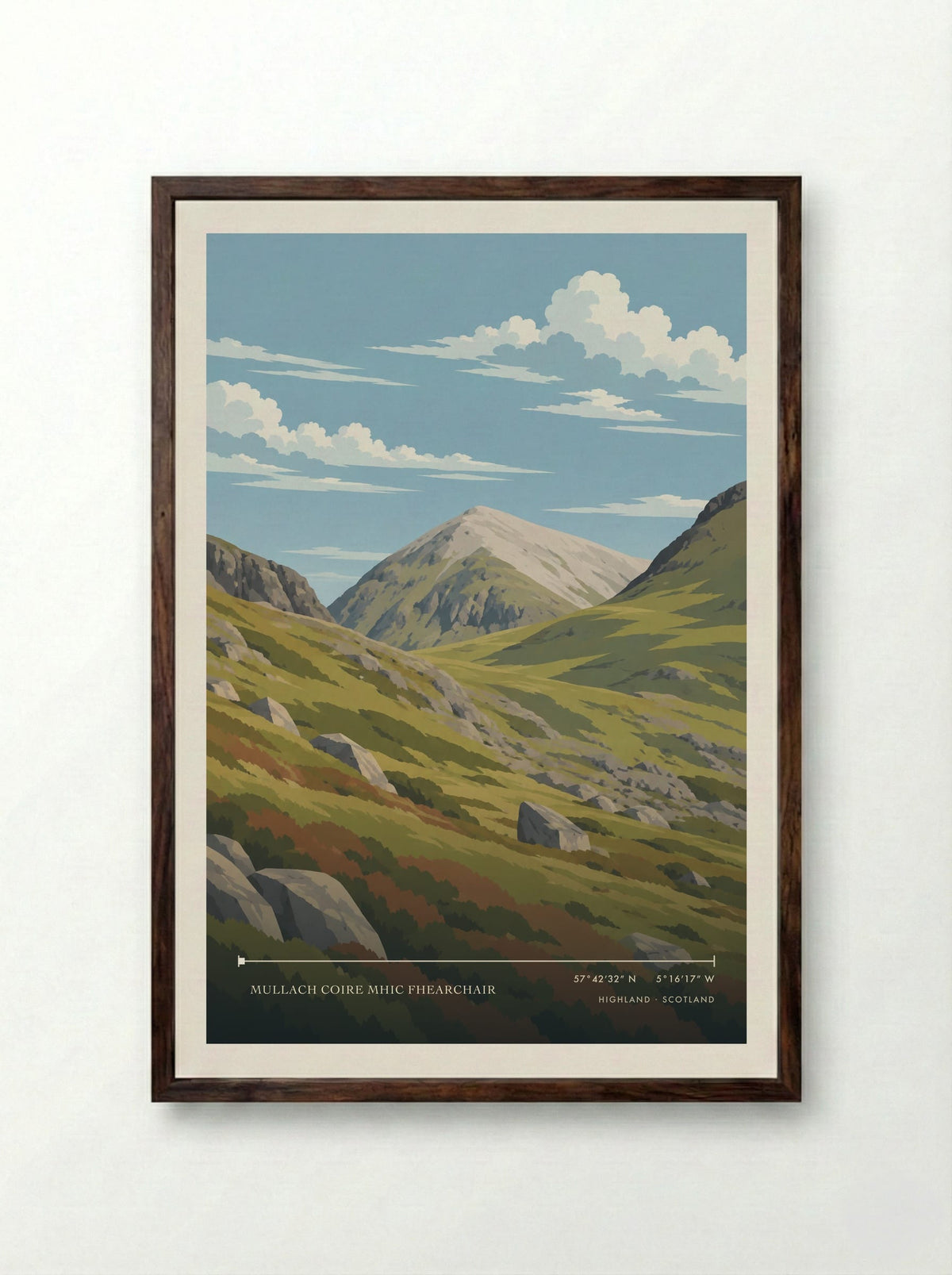 Mullach Coire Mhic Fhearchair, Highland | Travel Poster - Framed Print Dark Wood