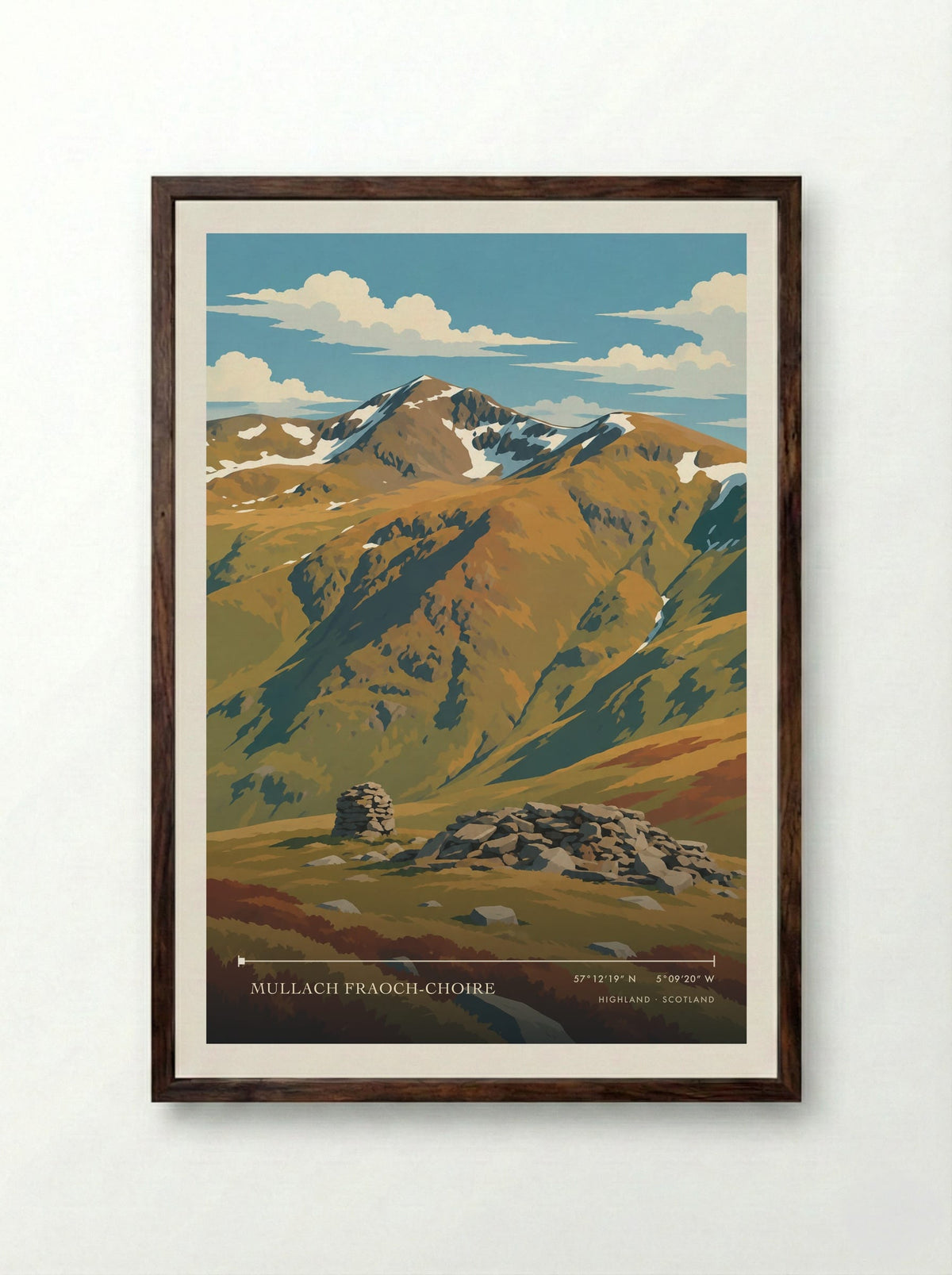 Mullach Fraoch-choire, Highland | Travel Poster - Framed Print Dark Wood