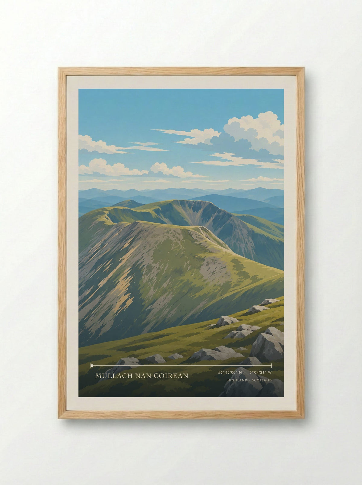 Mullach nan Coirean, Highland | Travel Poster - Framed Print Wood