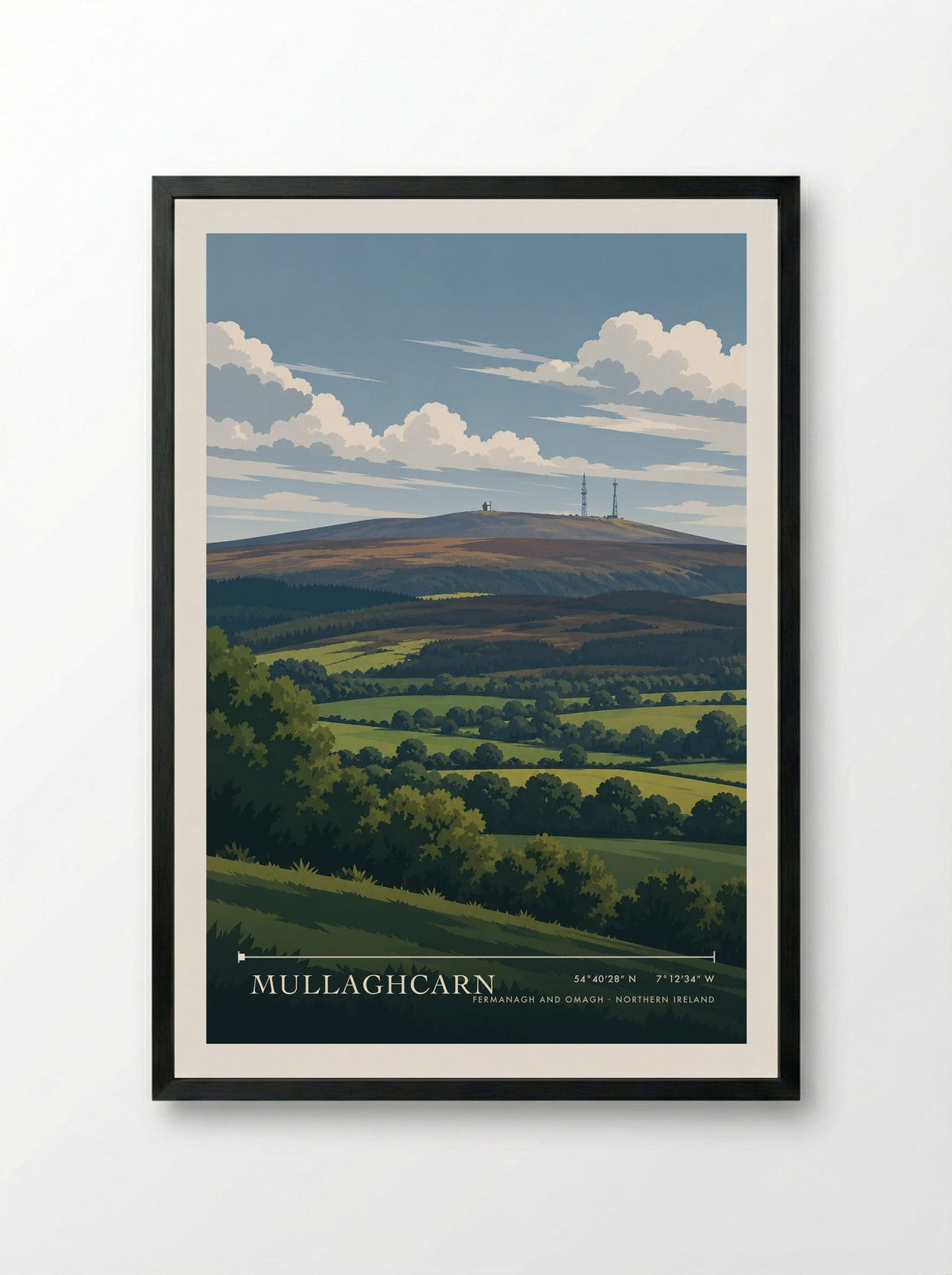 Mullaghcarn, Fermanagh and Omagh | Travel Poster - Framed Print Black
