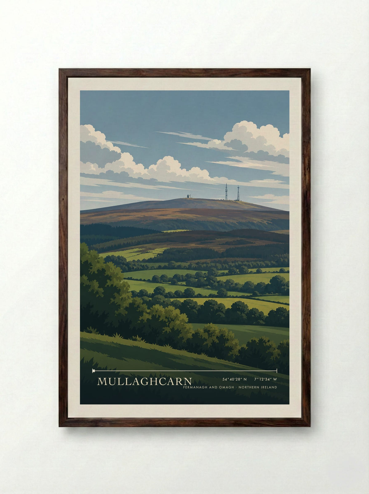 Mullaghcarn, Fermanagh and Omagh | Travel Poster - Framed Print Dark Wood