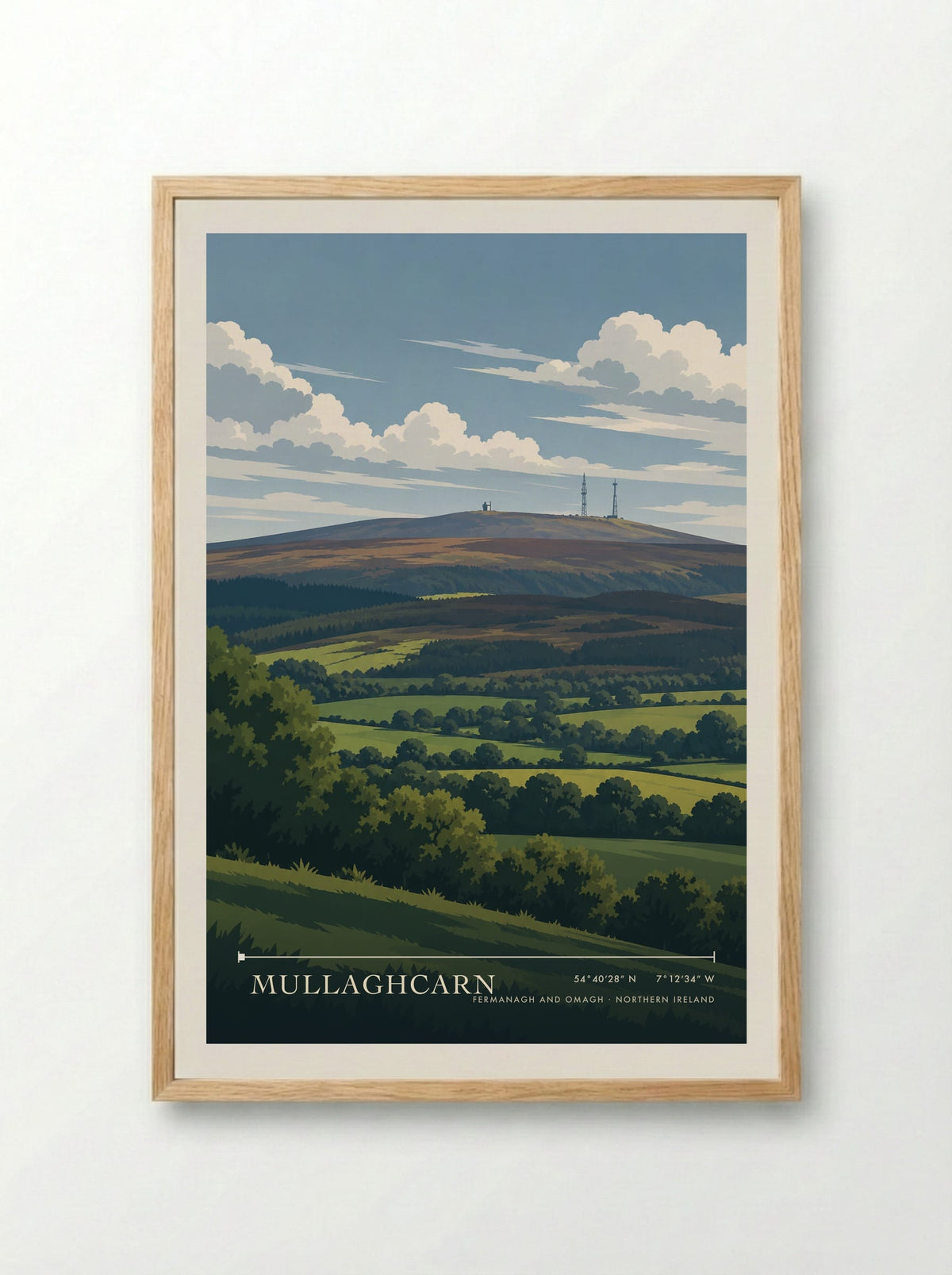 Mullaghcarn, Fermanagh and Omagh | Travel Poster - Framed Print Wood