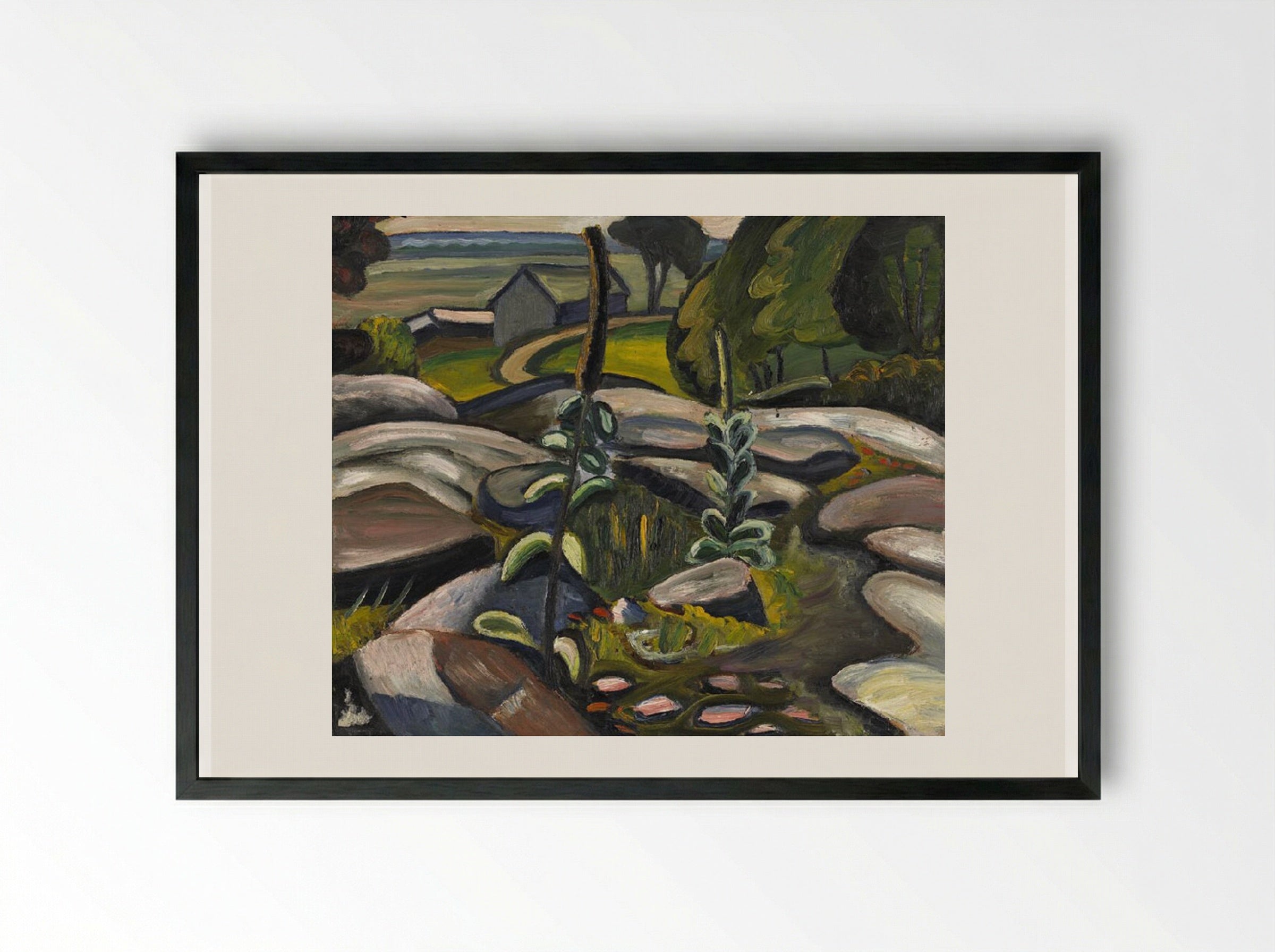 Mulleins and Rocks - Prudence Heward - Framed Print Black