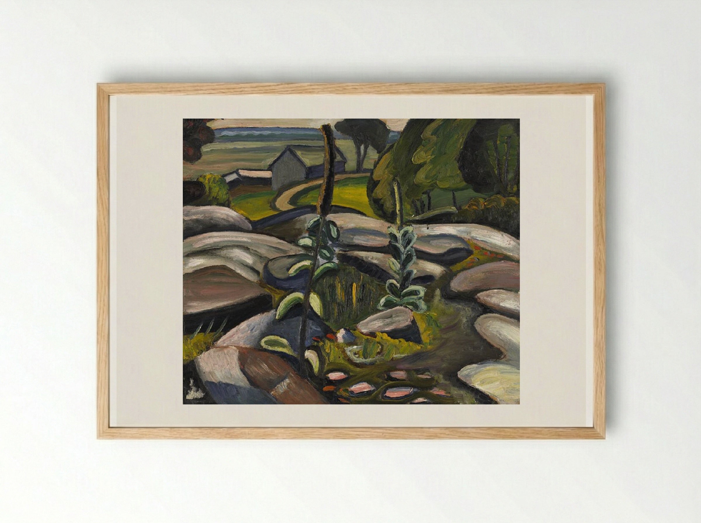 Mulleins and Rocks - Prudence Heward - Framed Print Wood