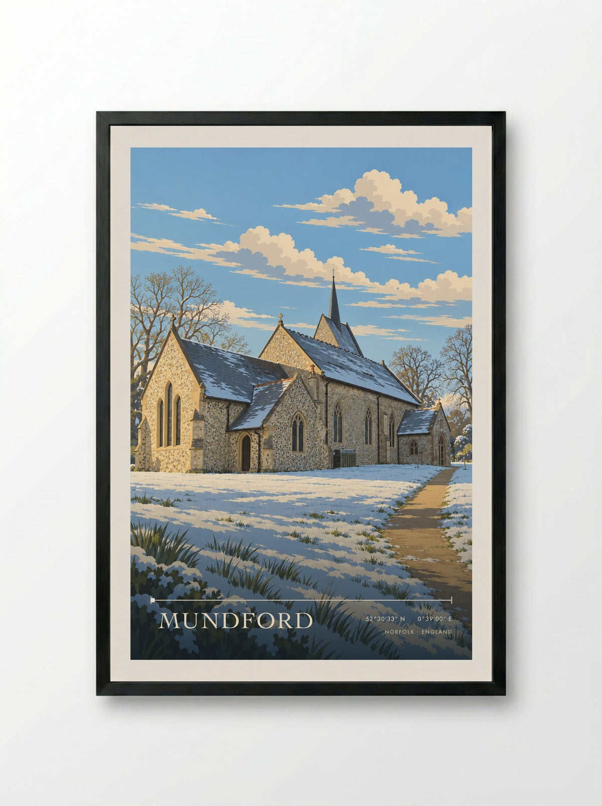 Mundford, Norfolk | Travel Poster - Framed Print Black