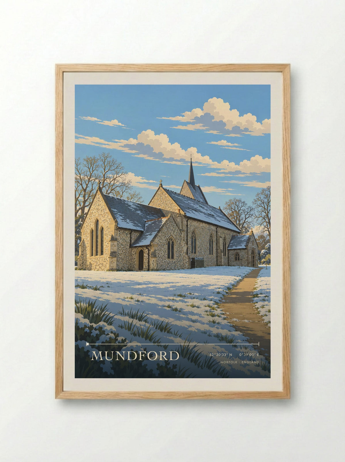 Mundford, Norfolk | Travel Poster - Framed Print Wood