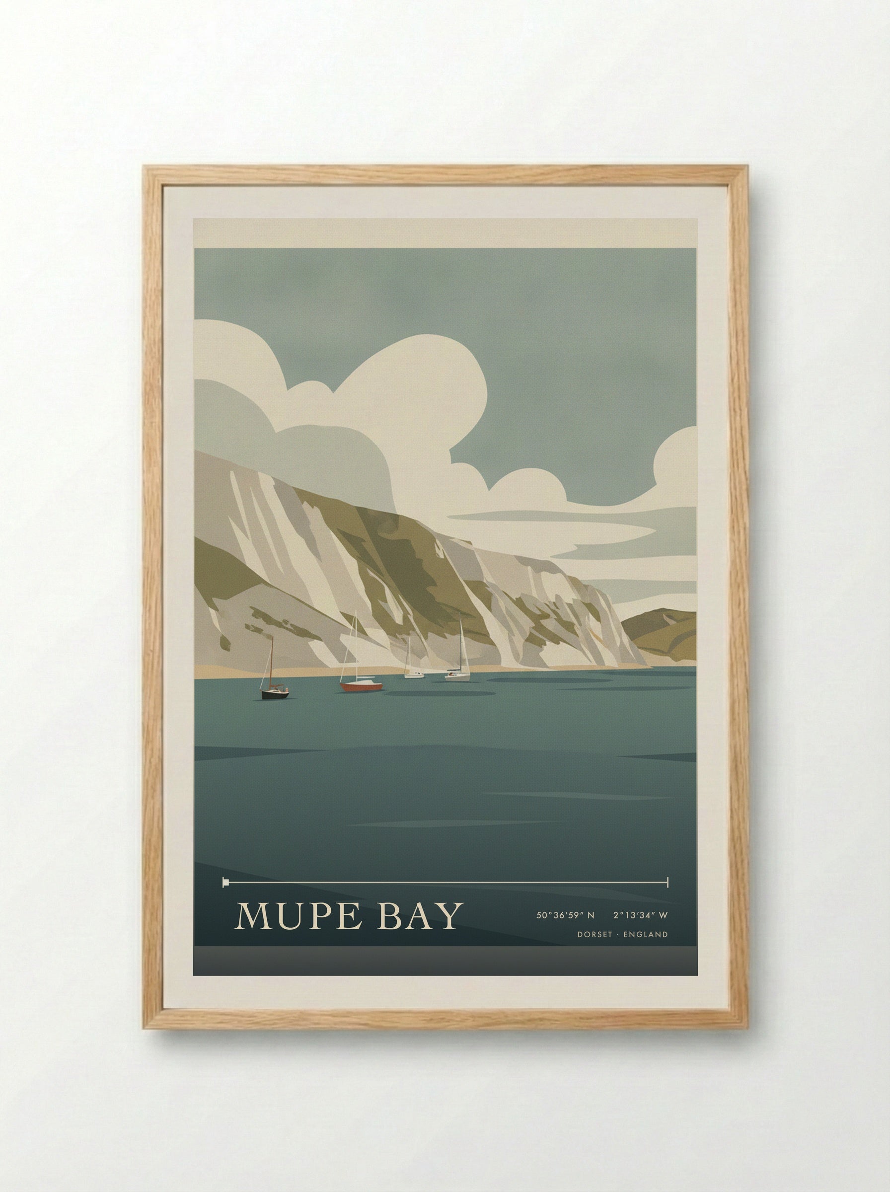 Mupe Bay Dorset England Travel Poster - Framed Print Wood
