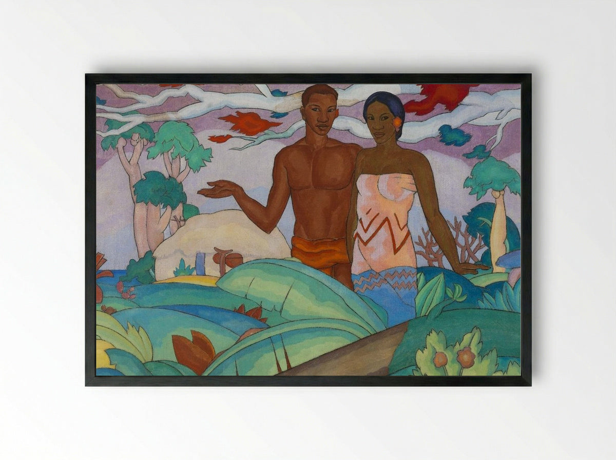 Mural (Figures in a Tropical Setting) - Arman Manookian - Framed Print Black