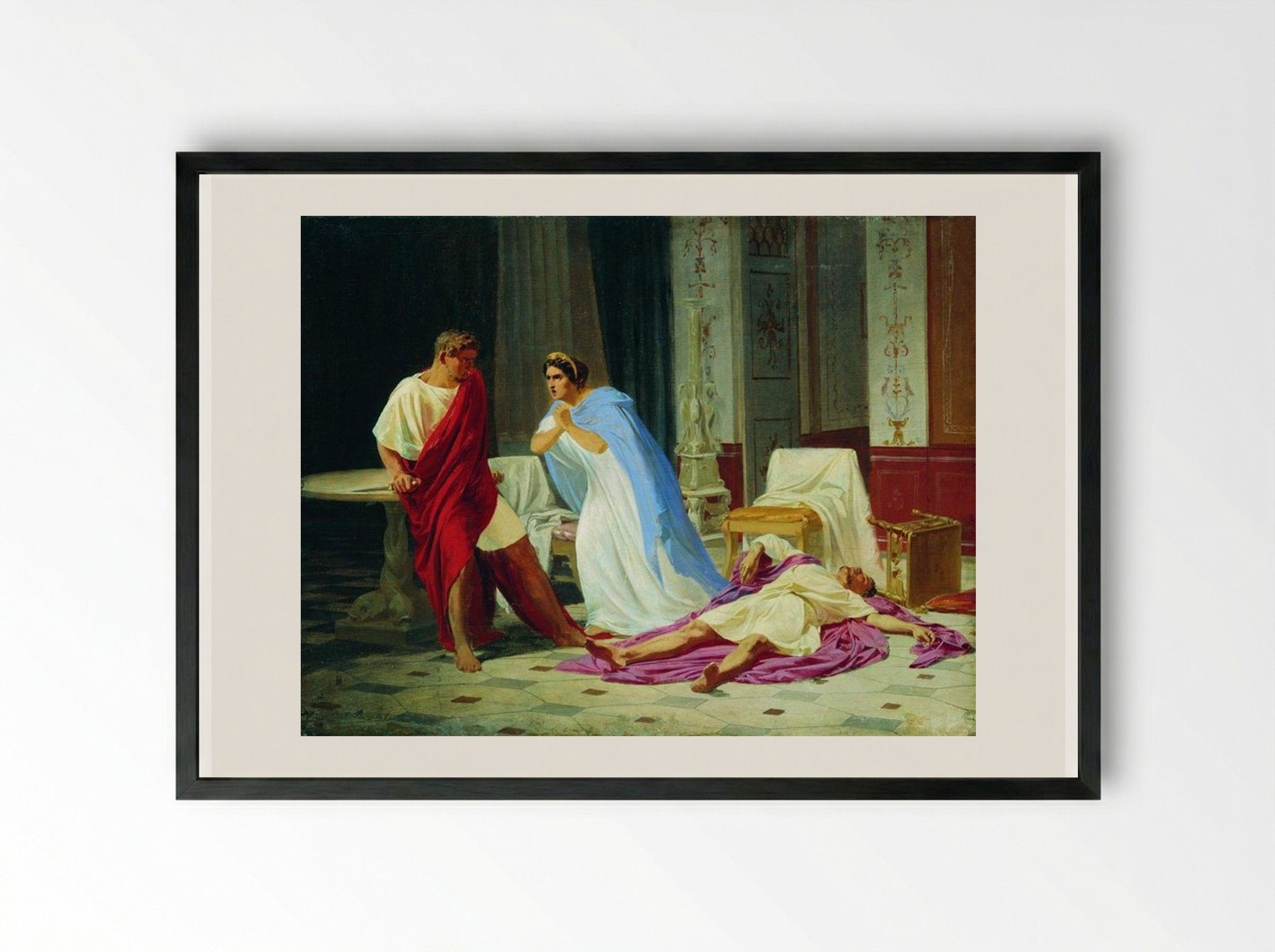 Murder Scene (Ancient Roman Interior) - Fyodor Bronnikov - Framed Print Black