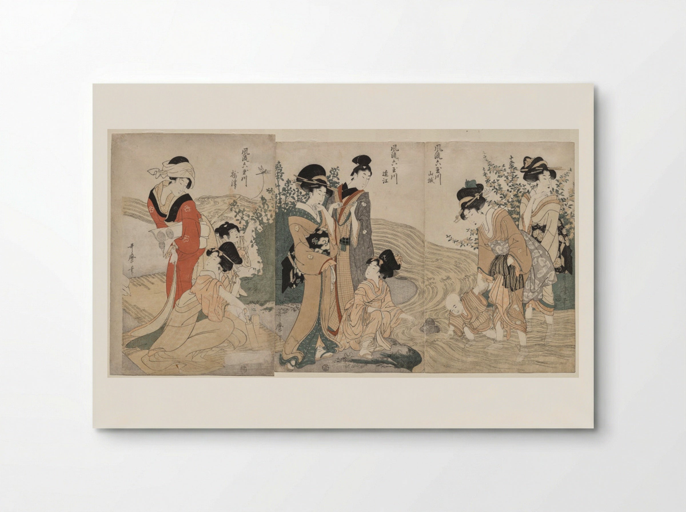 Musashi, Omi, Yamashiro, and Settsu Provinces from the series Fashionable Six Jewel Rivers (Furyu Mu Tamagawa) - Kitagawa Utamaro - Poster