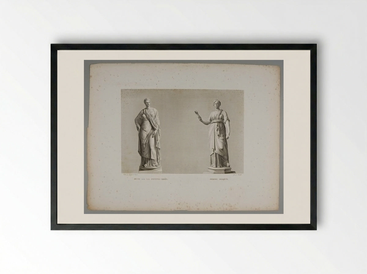 Muse, called the Little Ceres, and Statue of a Woman, after the Antique - Albrecht Christoph Reindel - Framed Print Black