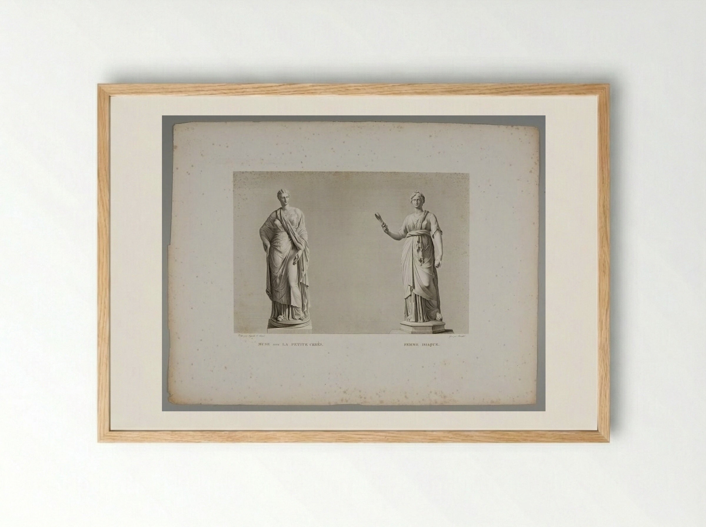 Muse, called the Little Ceres, and Statue of a Woman, after the Antique - Albrecht Christoph Reindel - Framed Print Wood