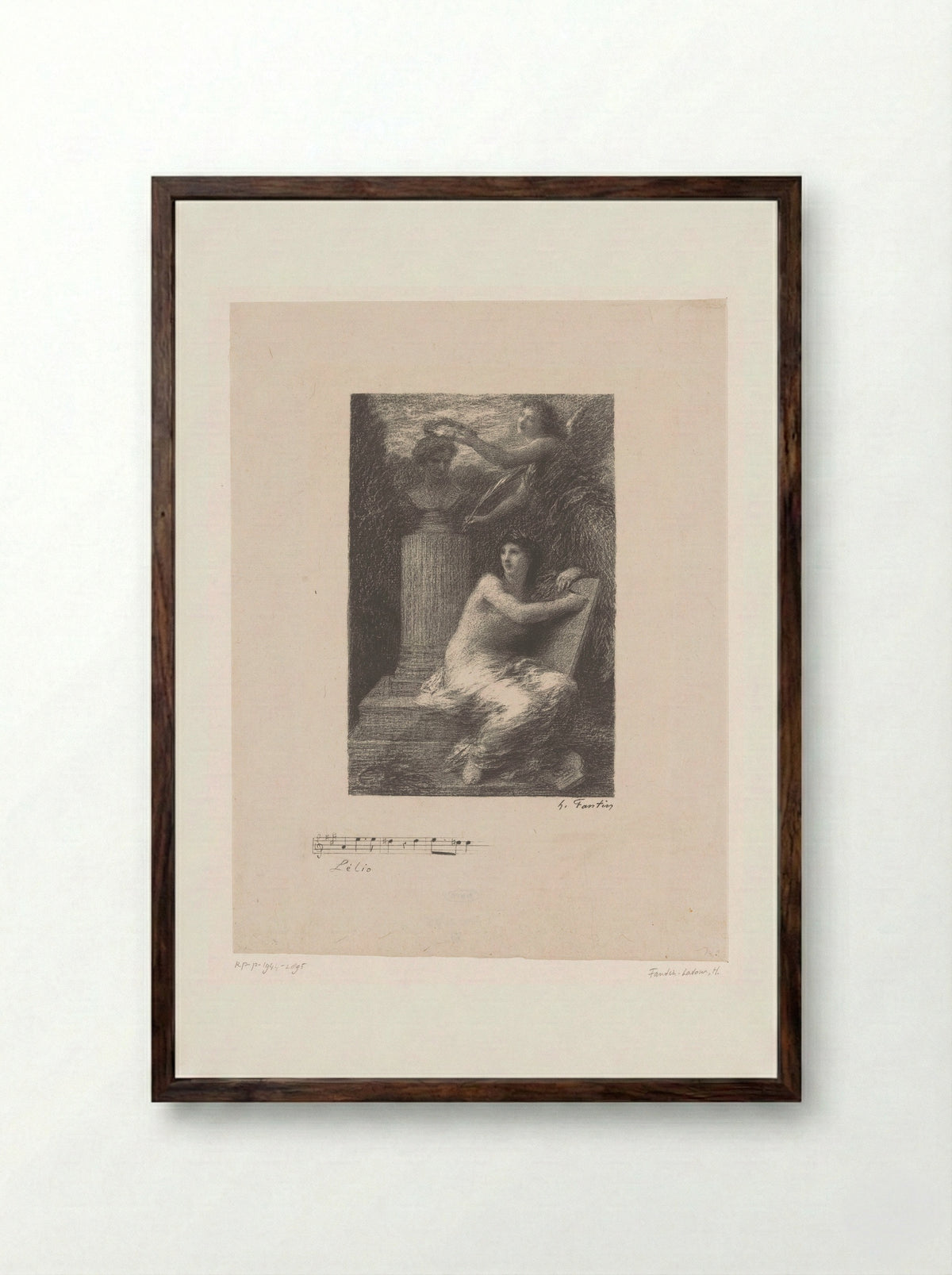 Music and Fame Honoring Hector Berlioz - Henri Fantin-Latour - Framed Print Dark Wood